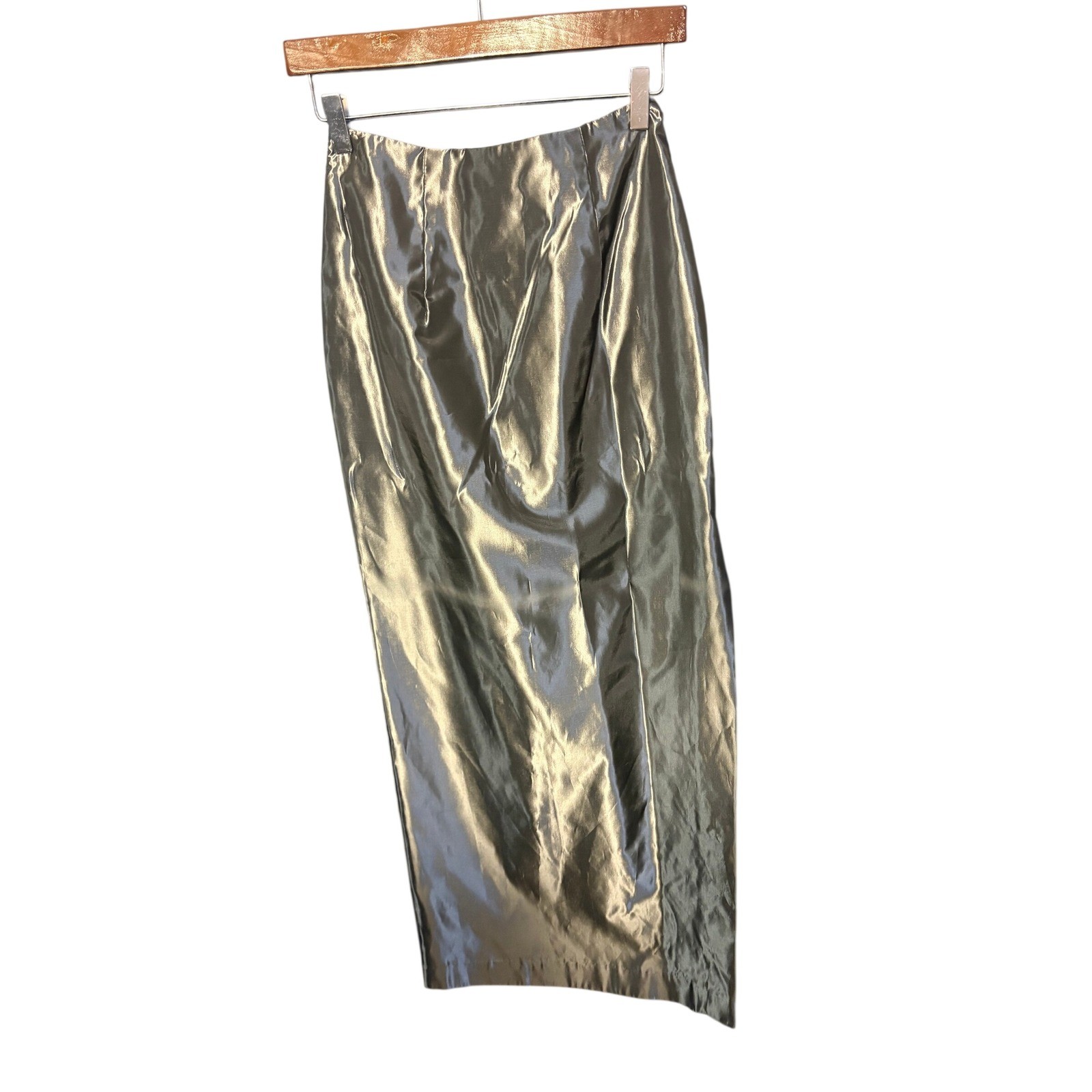 Vintage Jessica McClintock Gunne Sax Metallic Silver Maxi Skirt Pewter Size 5