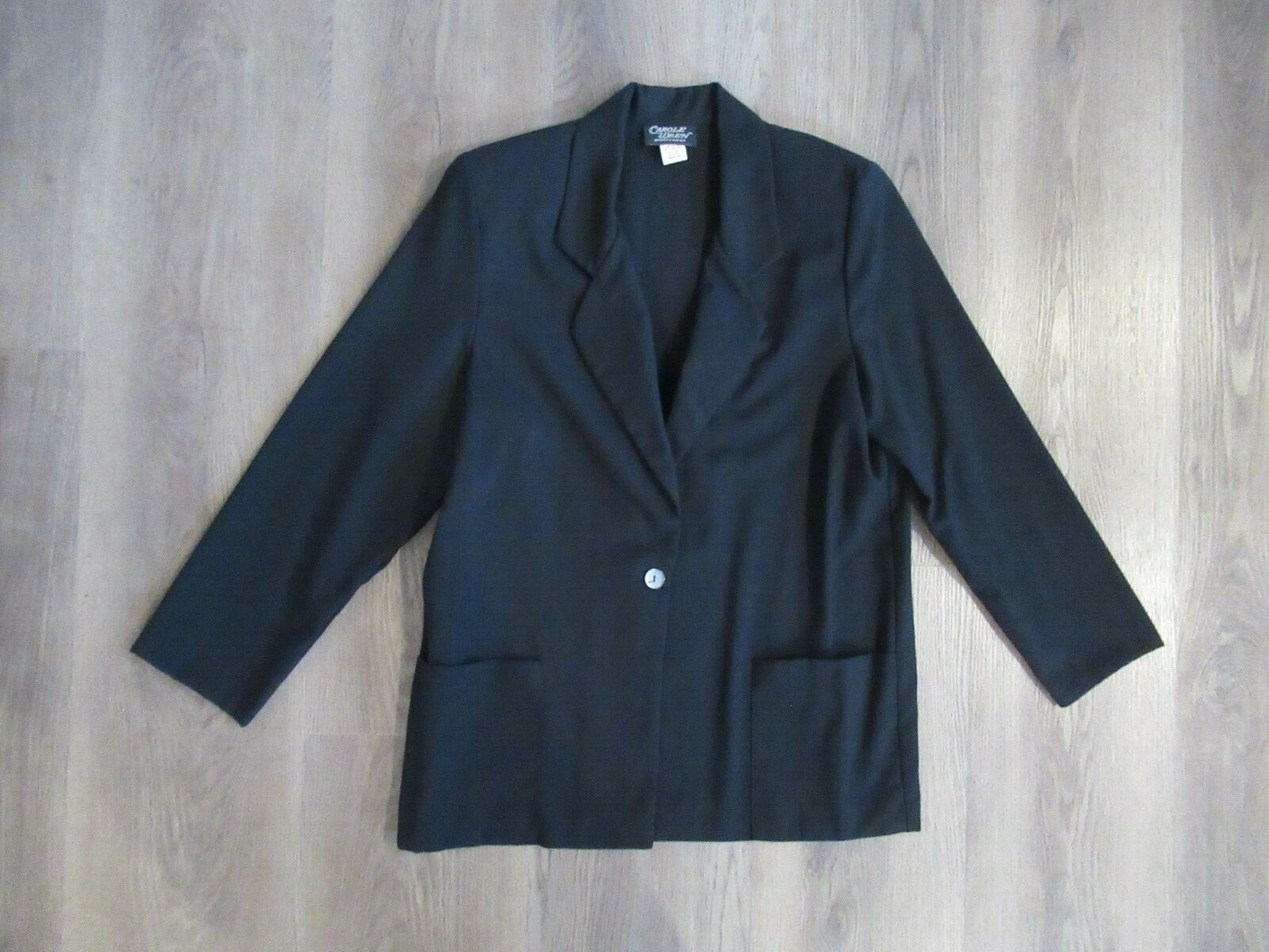 Vintage 80’s Carole Wren Sportswear Black Poly Rayon Blazer Suit Casual Jacket M