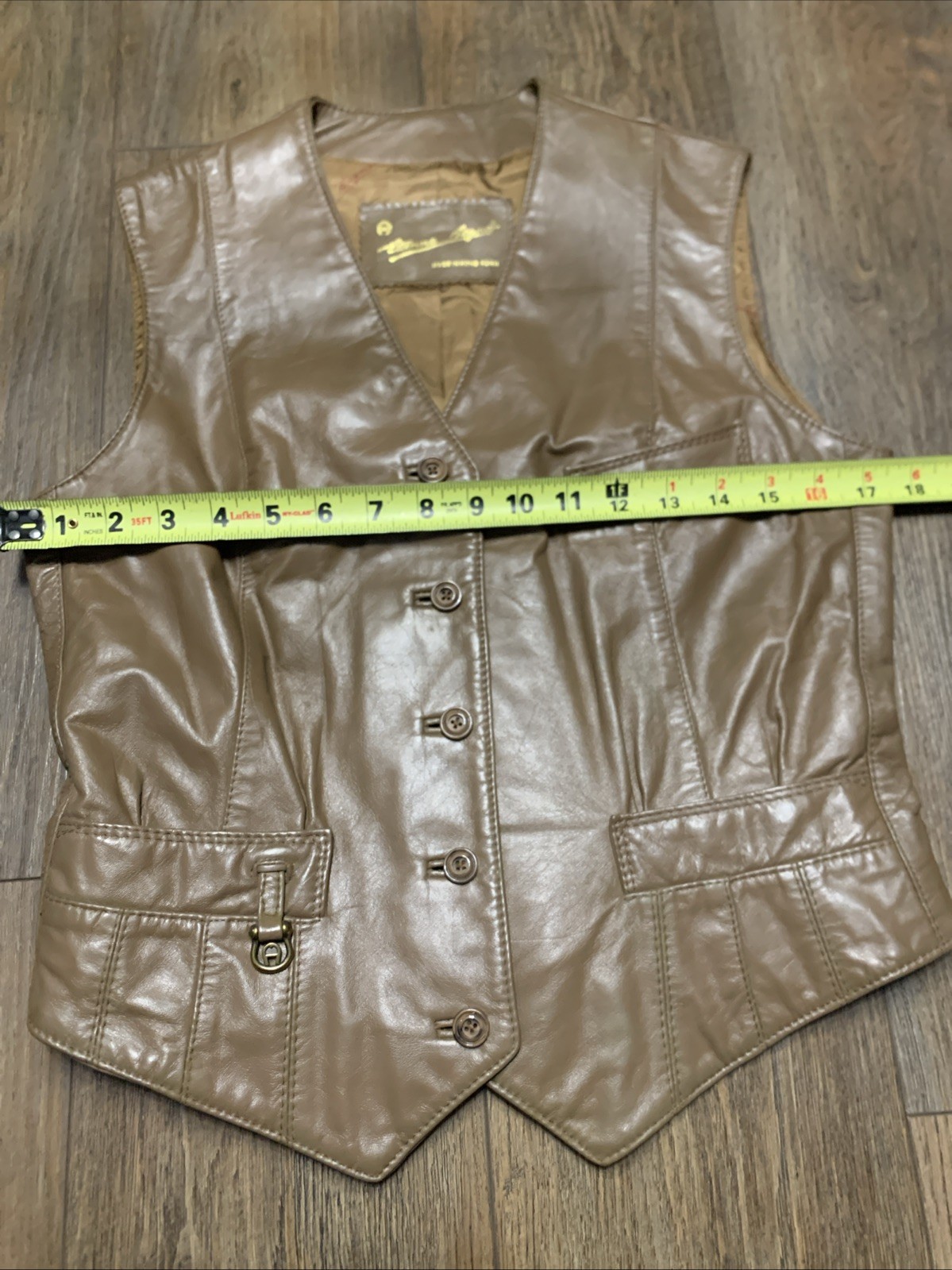 VTG Etienne Aigner 70s 80s Leather Vest Size 8 Hong Kong Disco City Wear Shaft