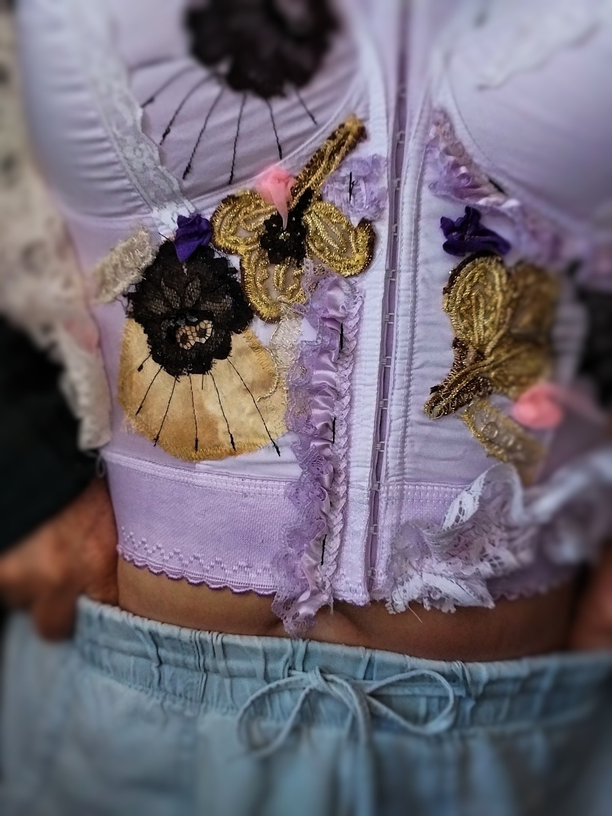 VTG BULLET BRA WAIST NIP PURPLE BURLESQUE AVANT 44 DD POINTY BUSTIER TOP GLAM OT