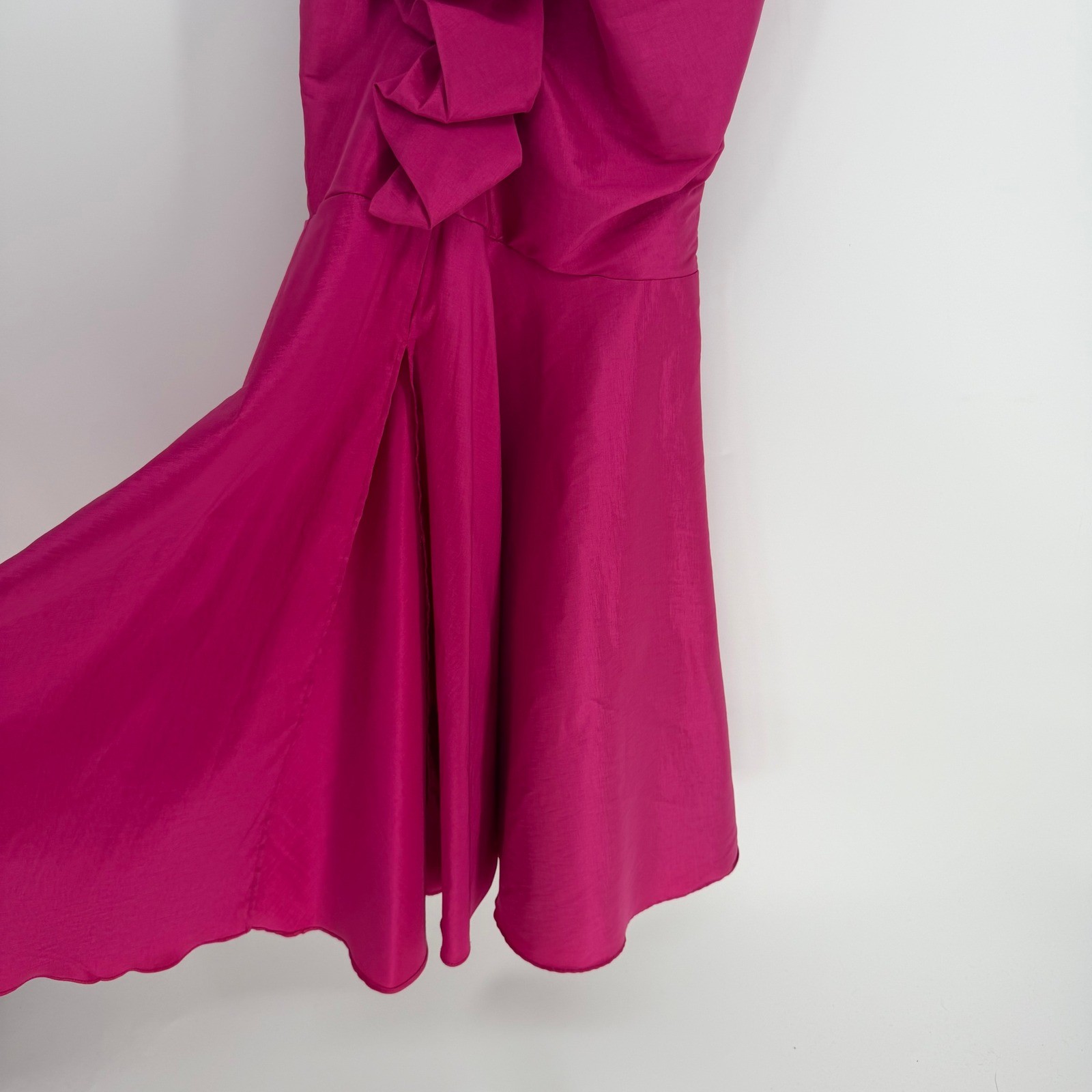 YNES Maxi Dress Womens Fuchsia Pink Ruched Halter Mermaid Barbiecore Y2K Vintage