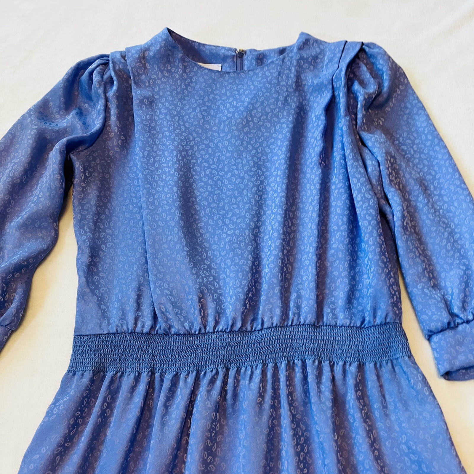 VTG 80’s AMY-DEB Women’s Sz 12 Blue Elastic waist Dress Lightweight 3/4 Sleeves