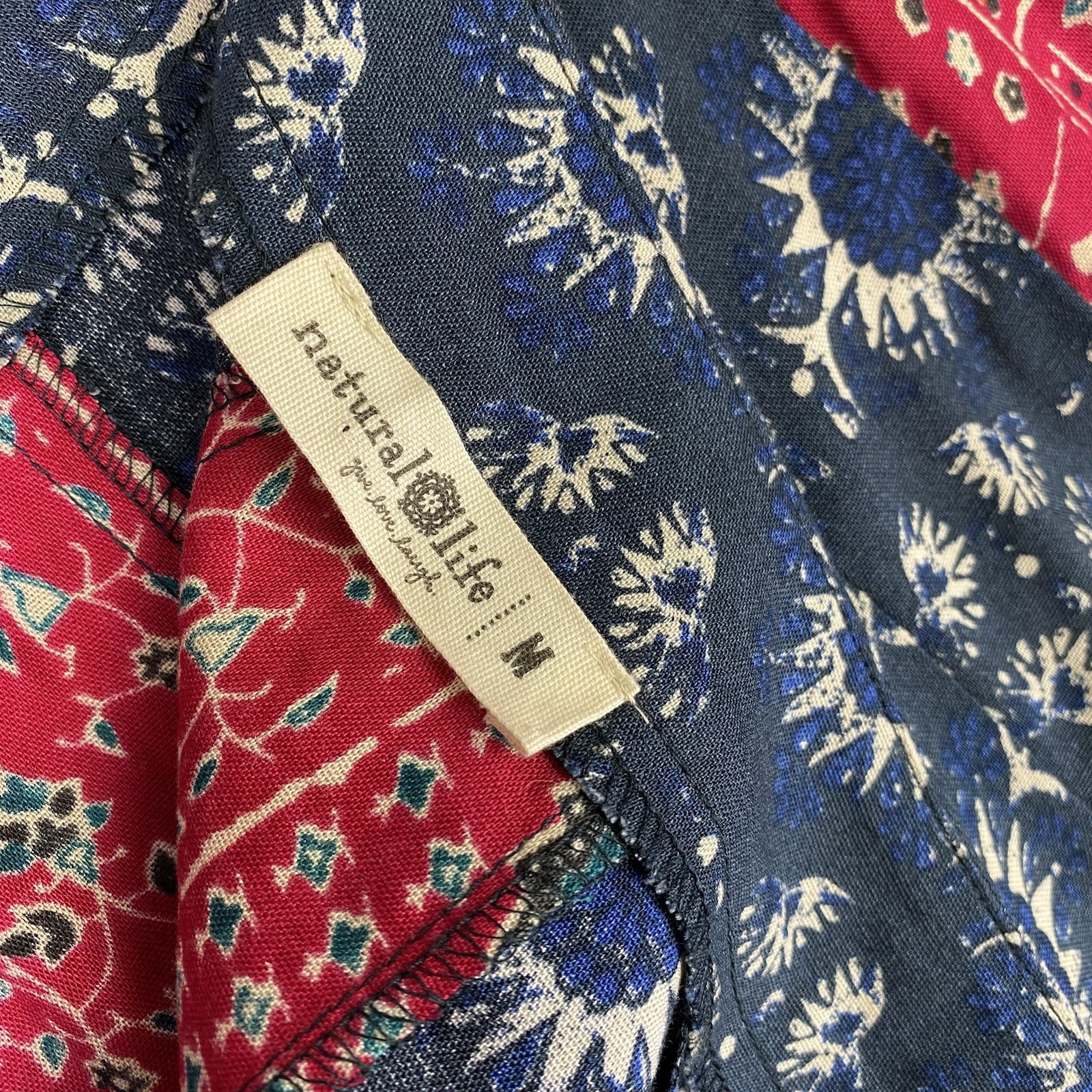 Natural Life Skirt Womens Sz M Floral Mix It Up Patchwork Maxi Boho Artsy Hippie