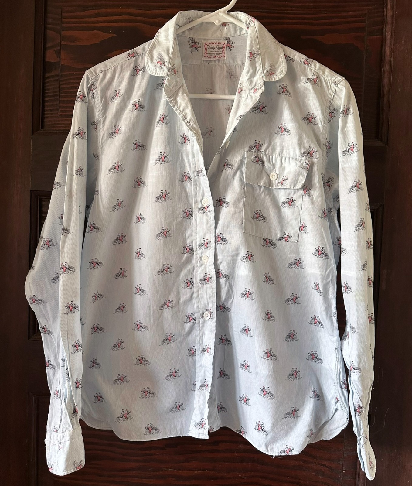 Vtg 60’s TRULY REGAL Cotton Women’s Button Up Shirt Cars Size 34 Bust Japan