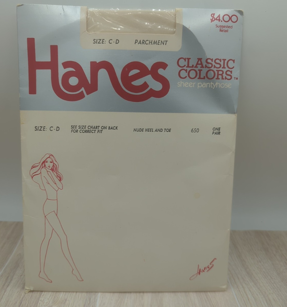 Hanes Classic Colors Sz C-D Parchment Nude Heel & Toe 1982