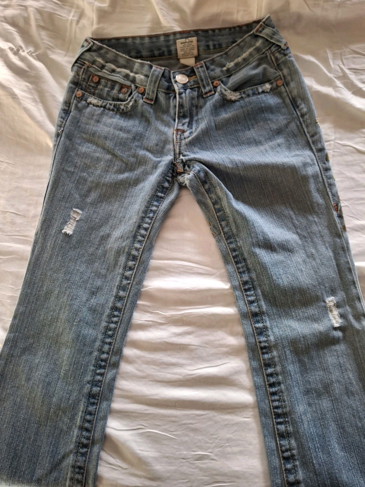 VTG TRUE RELIGION Y2K Bobby Flare Embroidered Lady Godiva Medium Wash Jeans 26