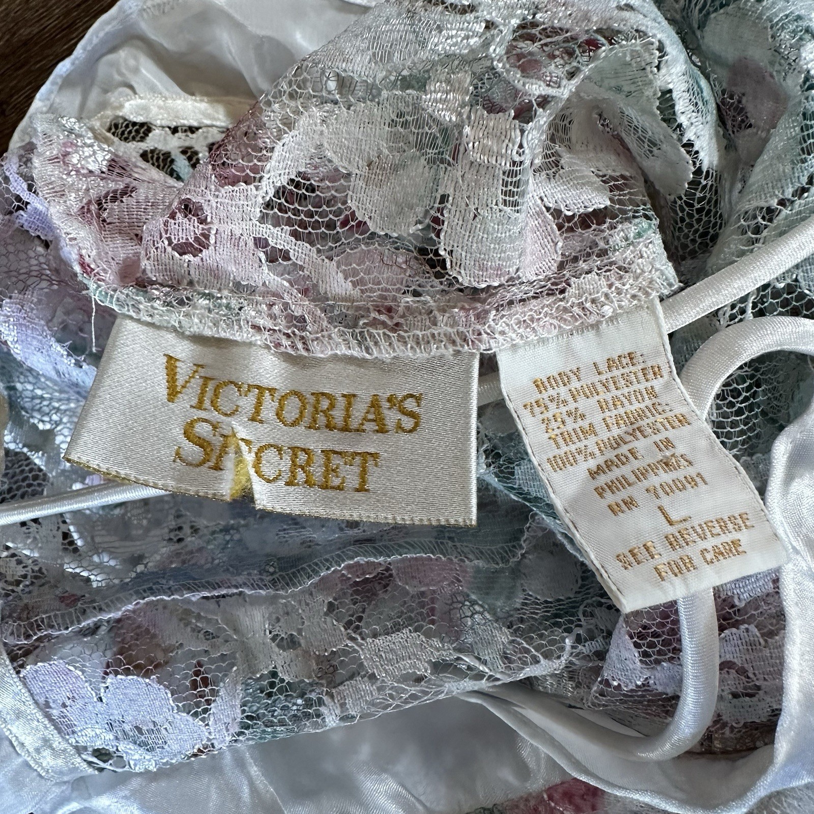 80s VTG Victoria’s Secret Gold Label Floral Lace Teddy Bodysuit Ruffle Size L