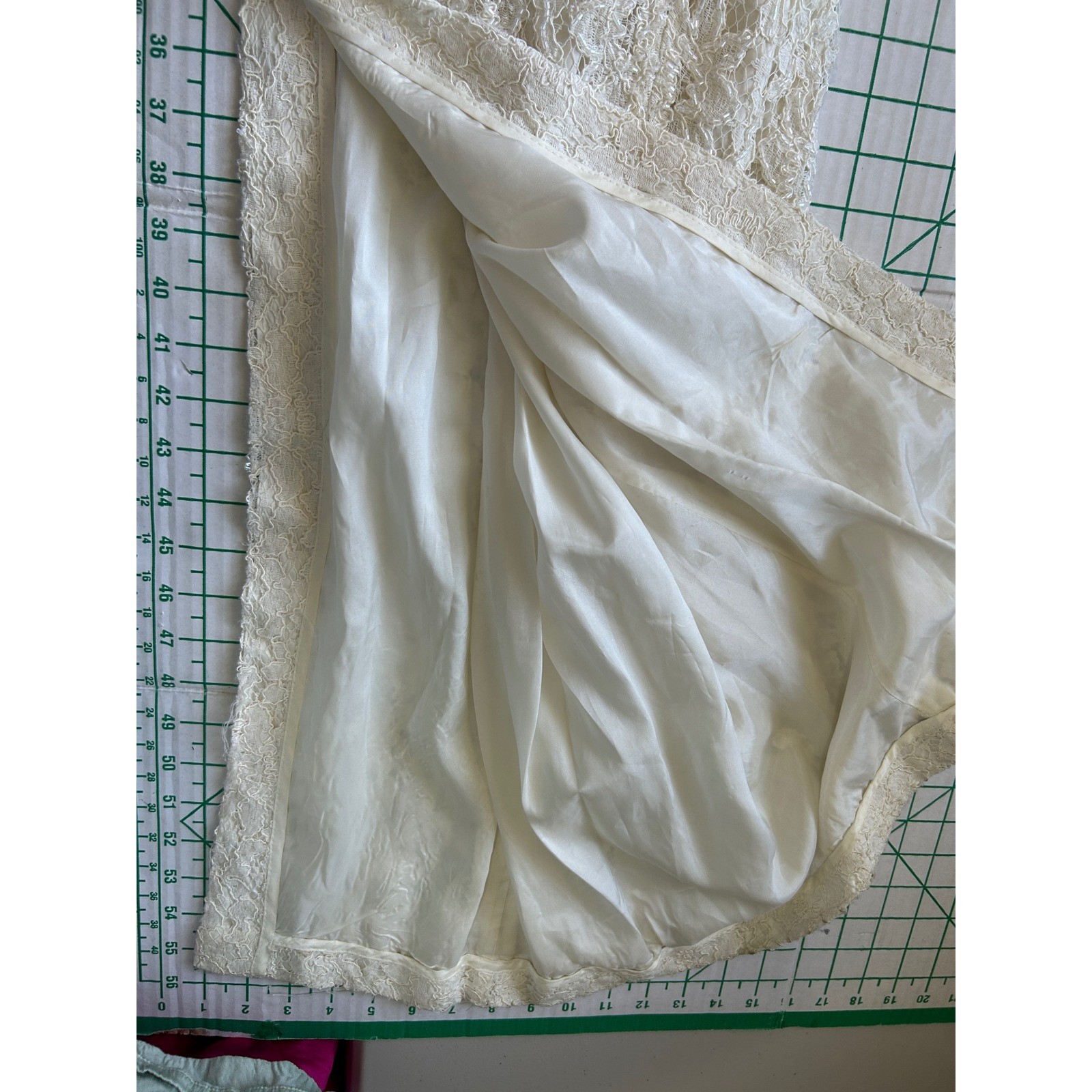 Vintage 90s Cache Ever After Ivory Lace Sequin Maxi Gown Dress Womens 6 Ivory