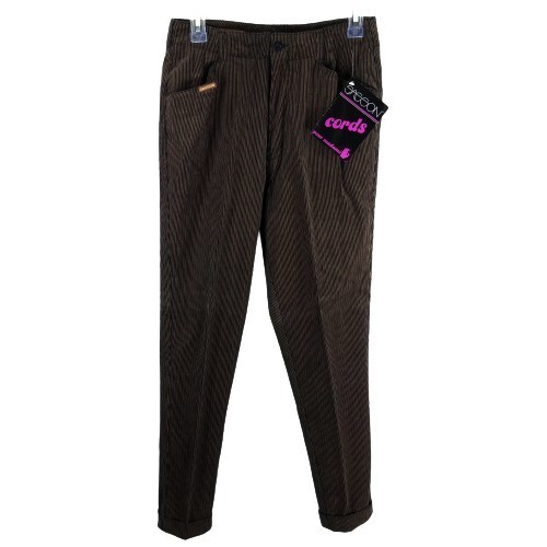 Sasson Size 10 Vintage Cuffed Corduroy Pants Brown Cotton Japan New With Tags