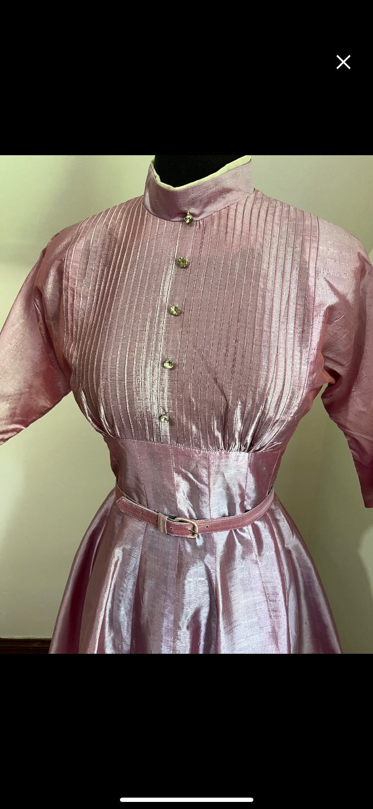 Vintage 1950s beautiful dusty rose raw silk party dress, size S