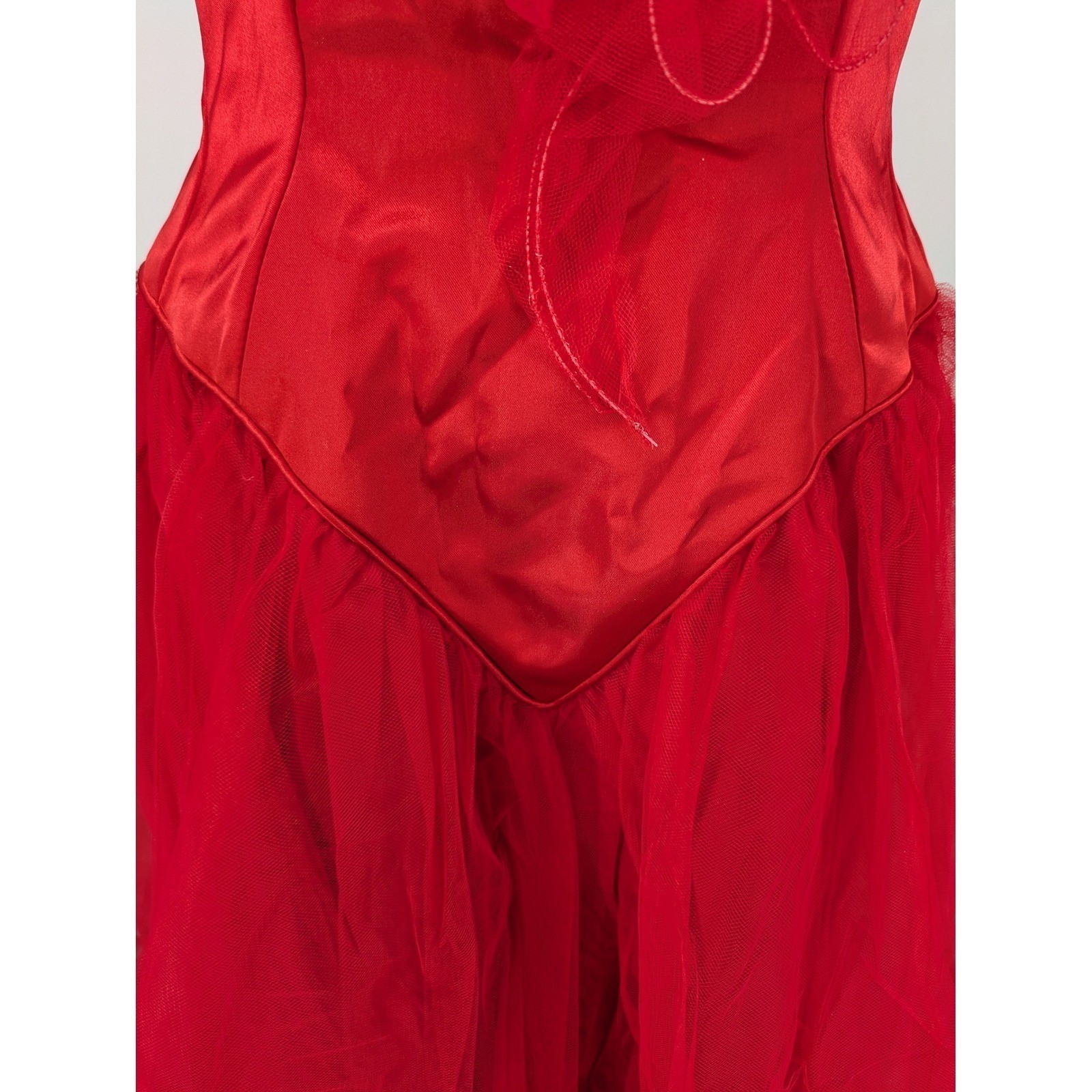 Mike Benet Formals Gown Red Womens Vintage 10 Modern 4 Tulle Satin Bow 80s Dress