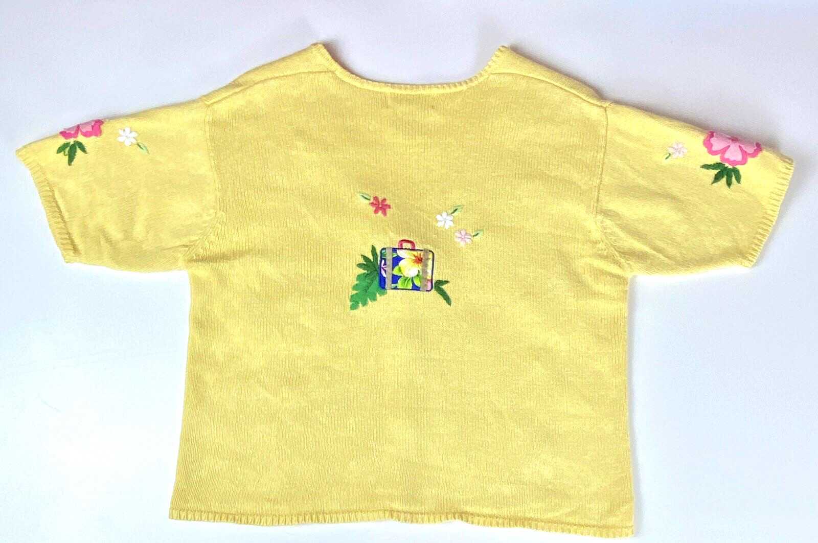 Sweater Size L Yellow Embroidered Mandal Bay Vintage Vacation In The Sun Theme