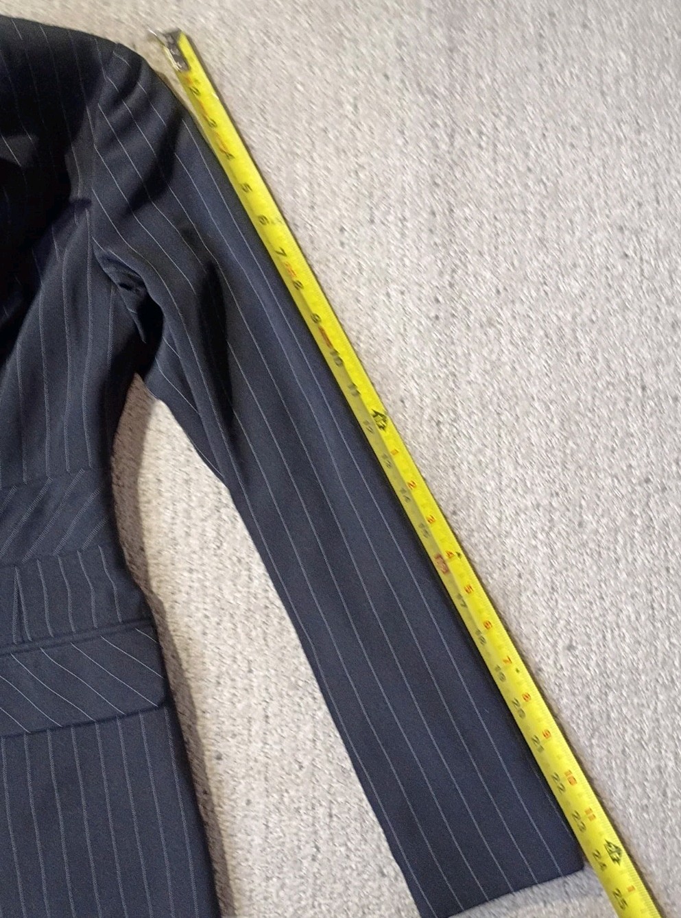Moda International Pinstripe Blazer Jacket Black Size 4 Career Office Vintage