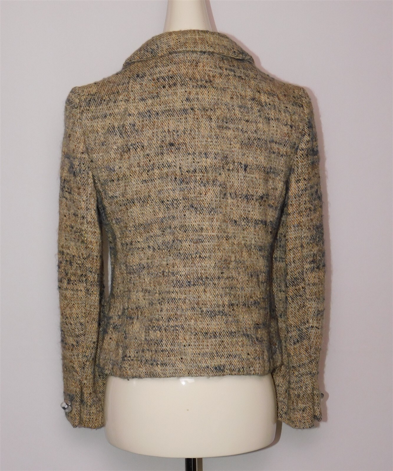 Vtg Martha West DAVIDOW Women’s Beige Brown Wool Plaid Tweed Suit Jacket