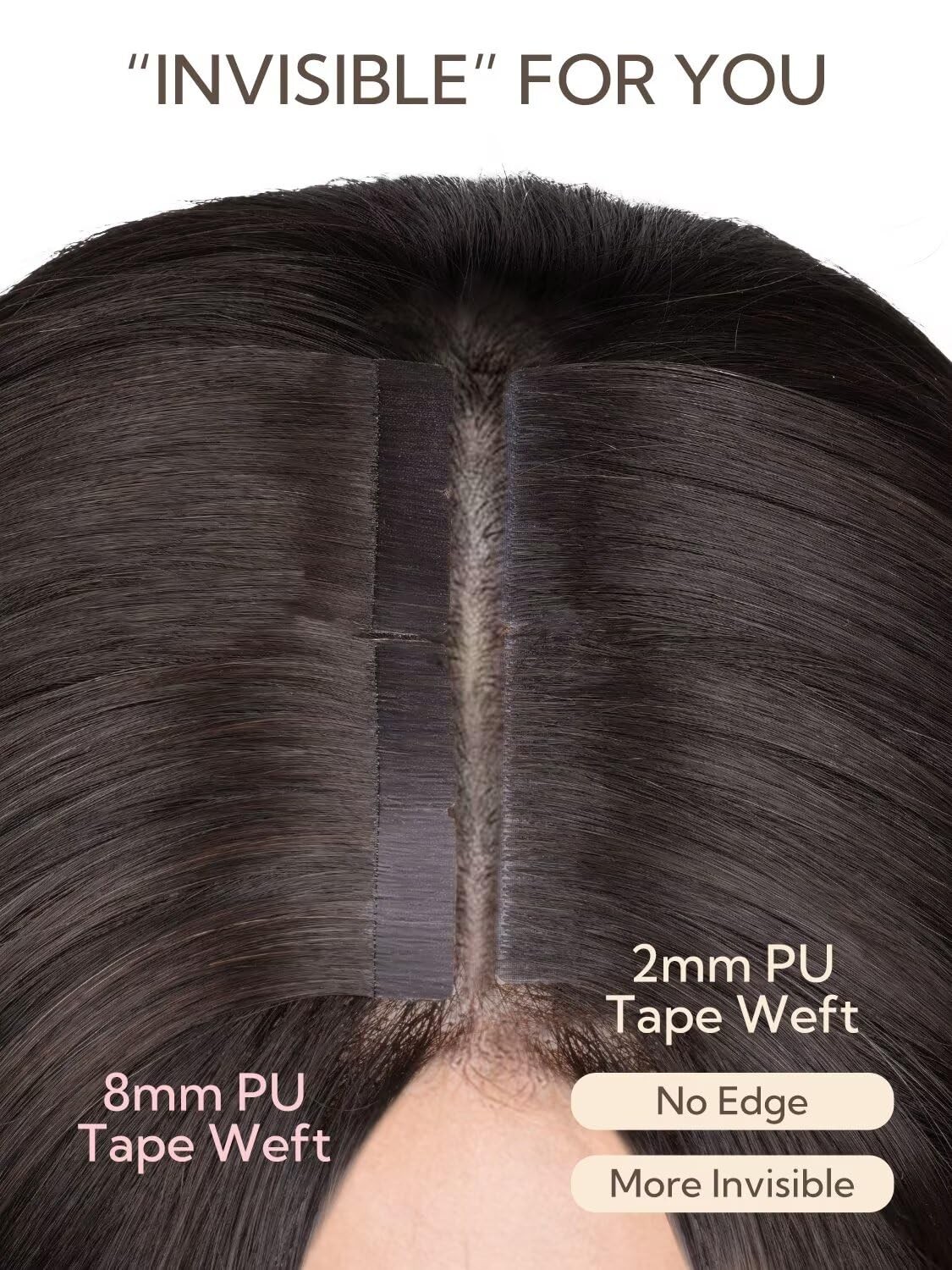 HOTBANANA Invisi Edge Tape in Hair Extensions Human Hair, 18inch 50g 10pcs Invis