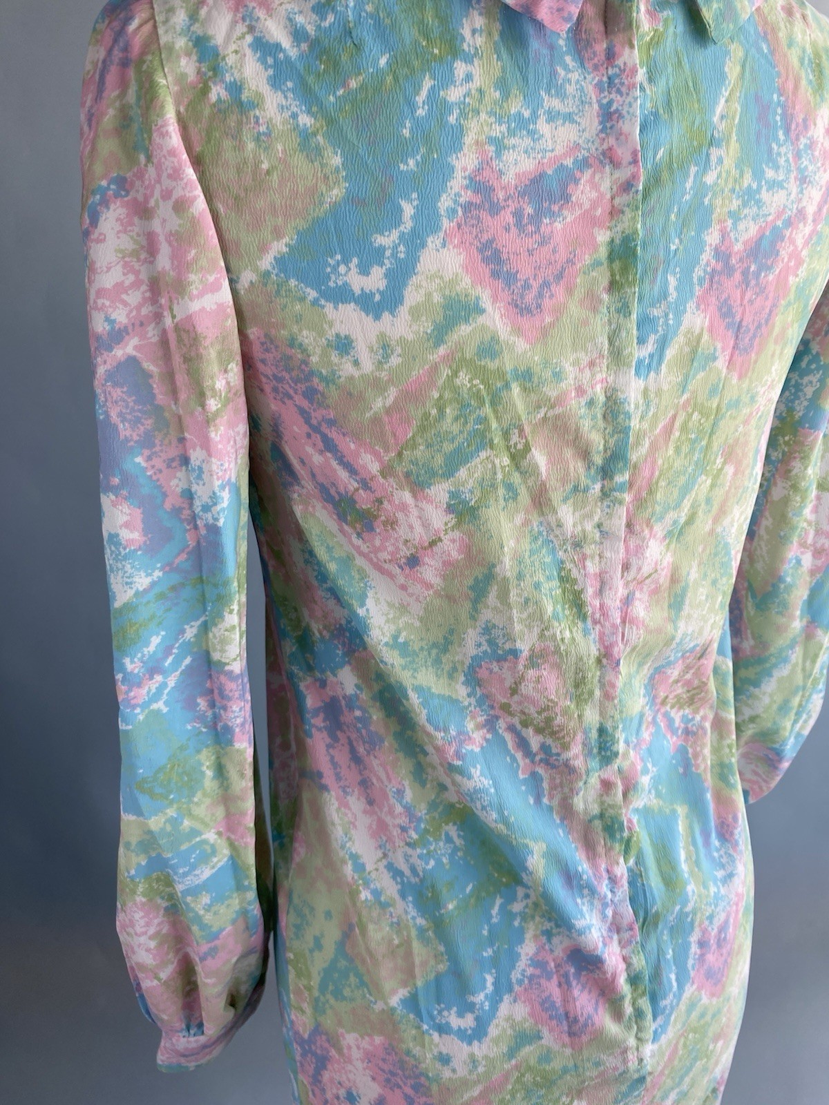 Vintage 1960’s Midcentury Modern Pastel Watercolor Abstract Print Shift Dress Sm