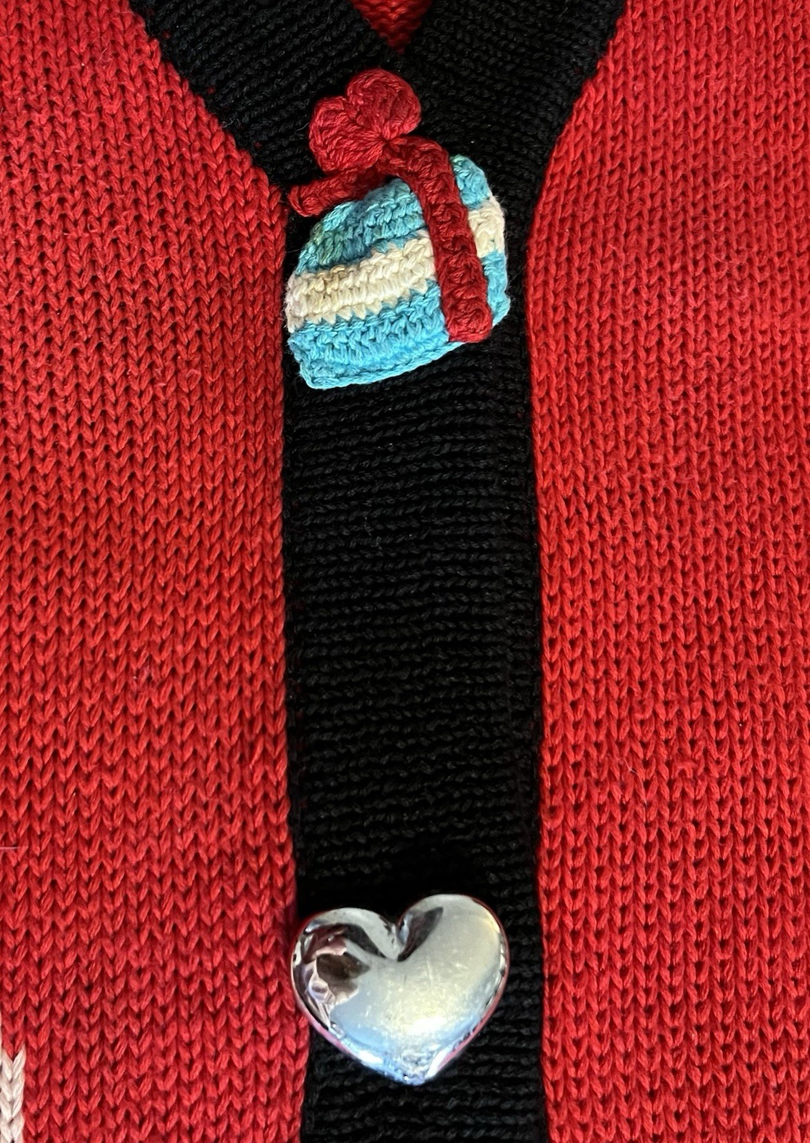Vintage BEREK Cardigan Sweater XL Red Black Multi Hats Gloves Cat Kitty 80s/90s
