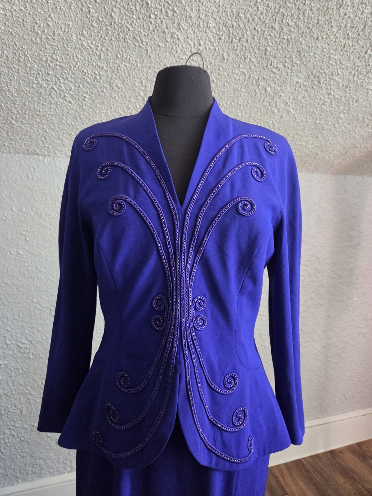Vintage Blue Daymor Couture Beaded Gown Size 10