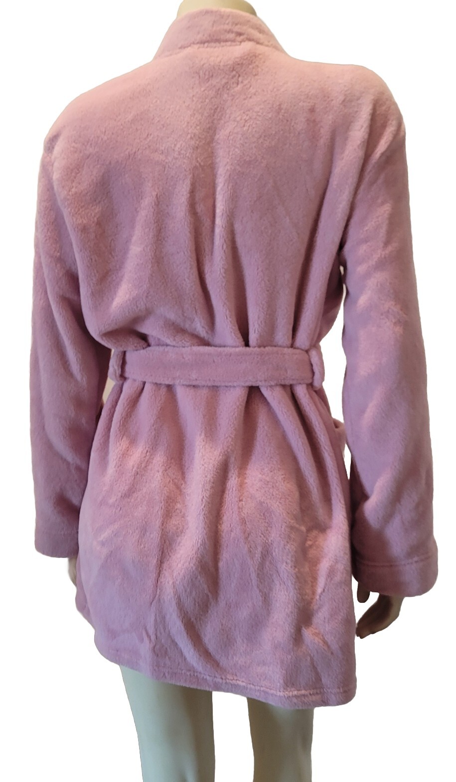 Victorias Secret PINK Plush Logo Wrap Short Soft Cozy Plush Robe Light Pink XS/S