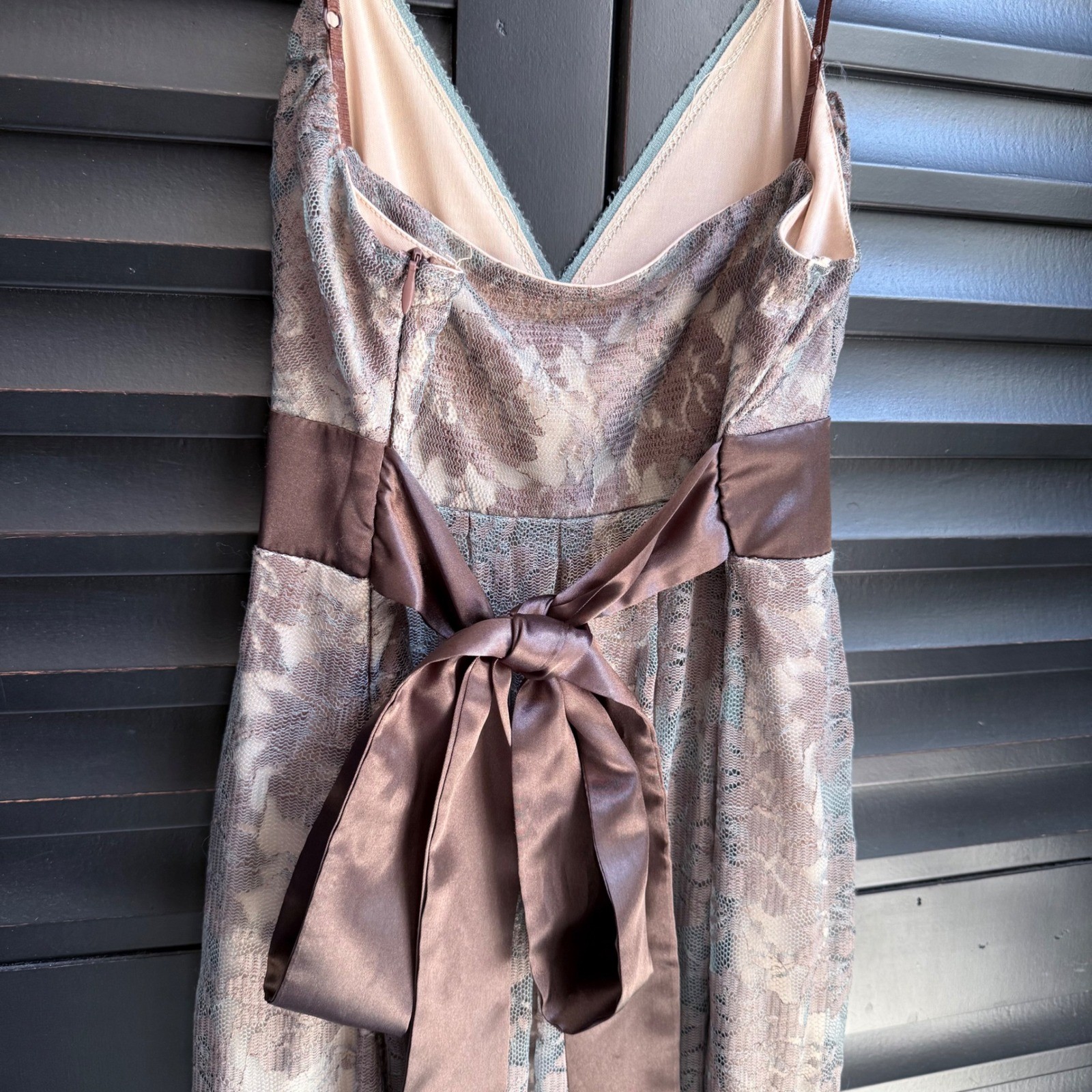 Fairytale Dress 90s y2k Coquette Babydoll Blue Lace Brown Satin Ribbon Mystic