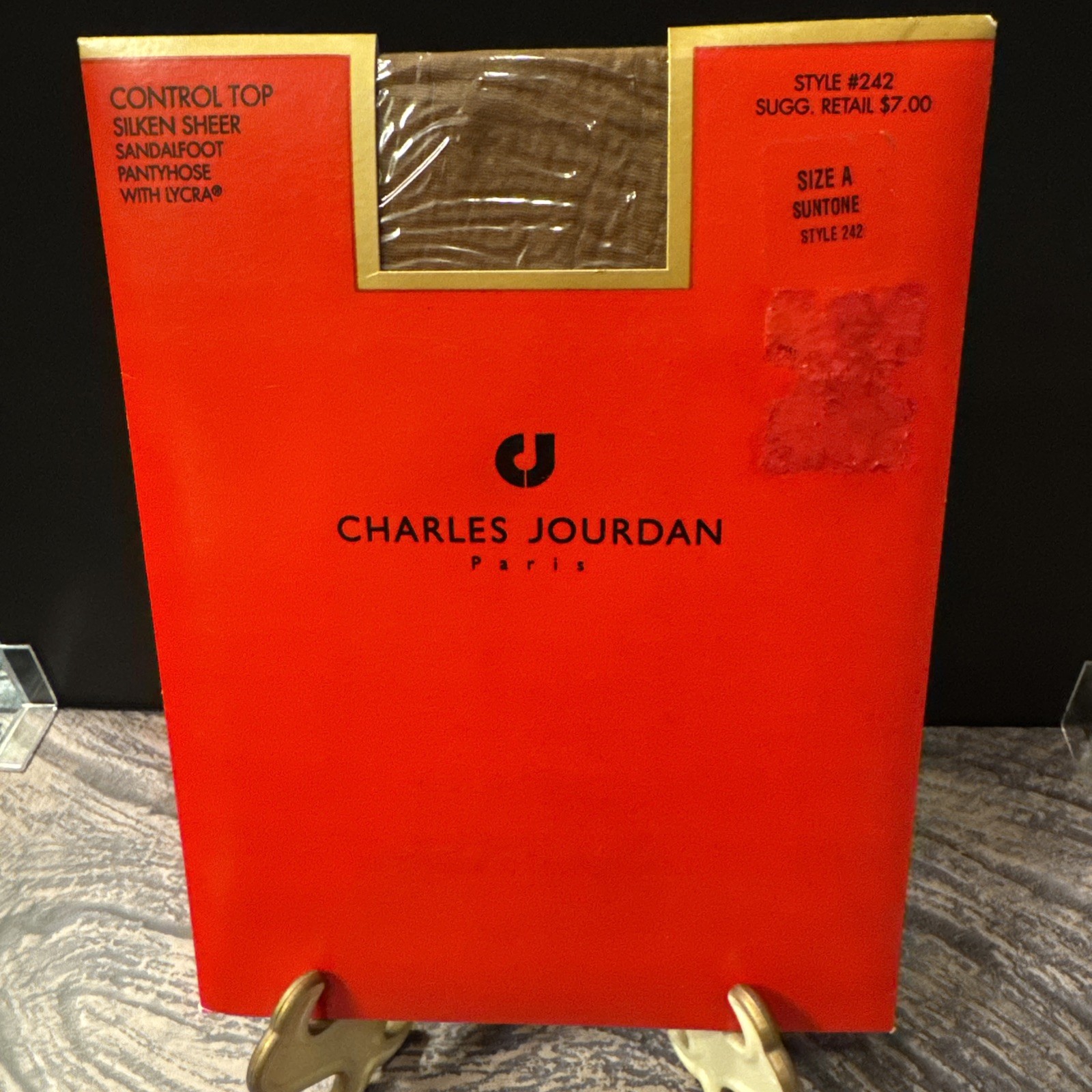 VTG Charles Jourdan Paris Pantyhose 242 Silken Sheer Control Top Size A Suntone