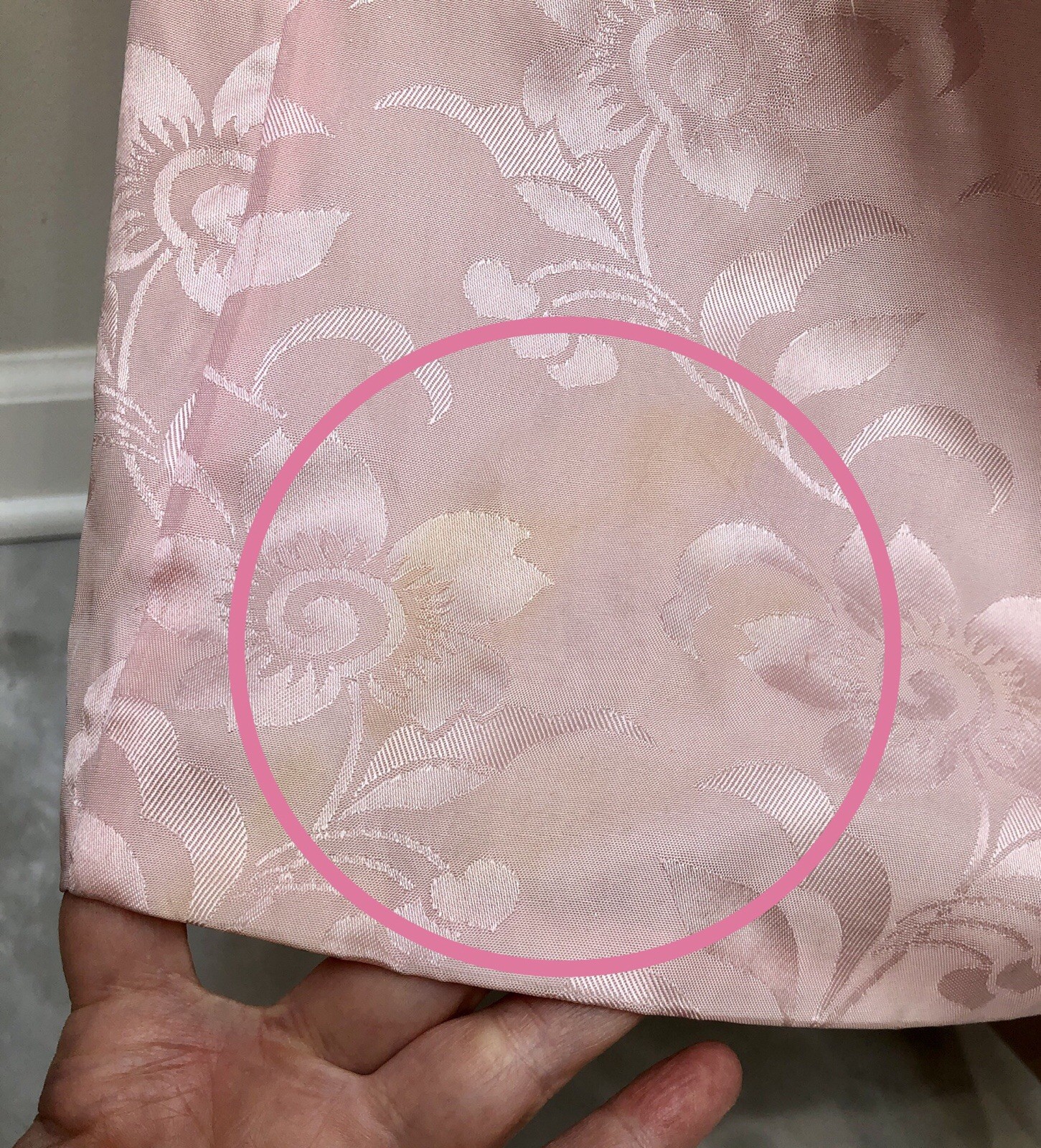 VTG 1940s 50s Cusp PINK RAYON Jacquard & VELVET Embroidered DRESSING GOWN Robe