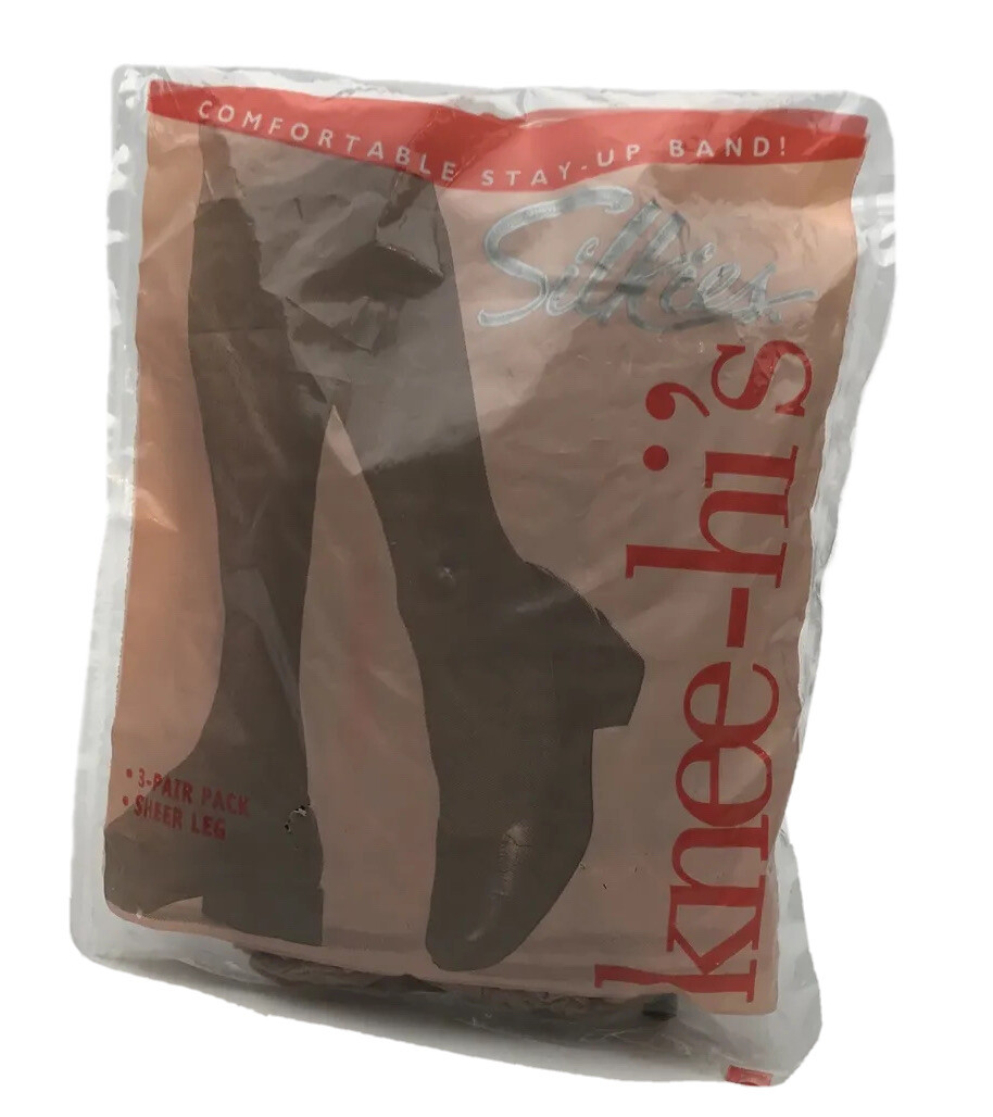 Vtg Silkies Knee Hi’s Nude Natural 3 Pair Sheer Leg USA 2003 NOS