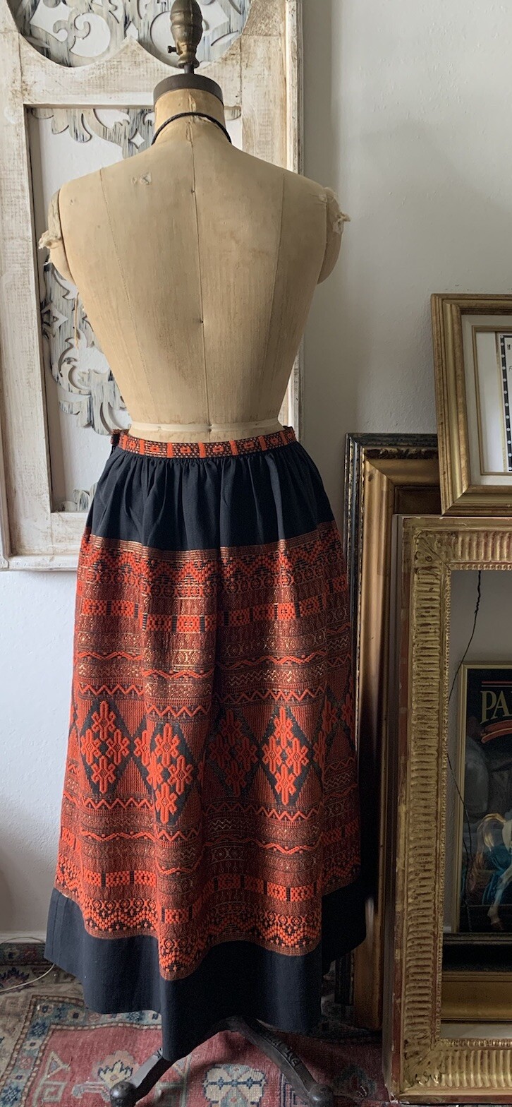 Vintage Hand Woven Mayan Cotton Skirt 50s 60s