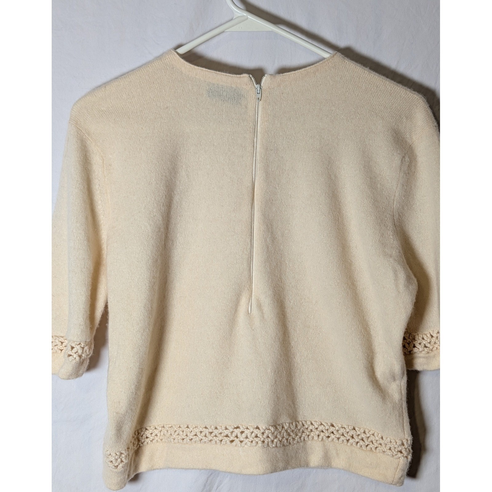 Vintage Dalton 100% Virgin Cashmere Sweater Women’s Medium Cream Knit Top USA