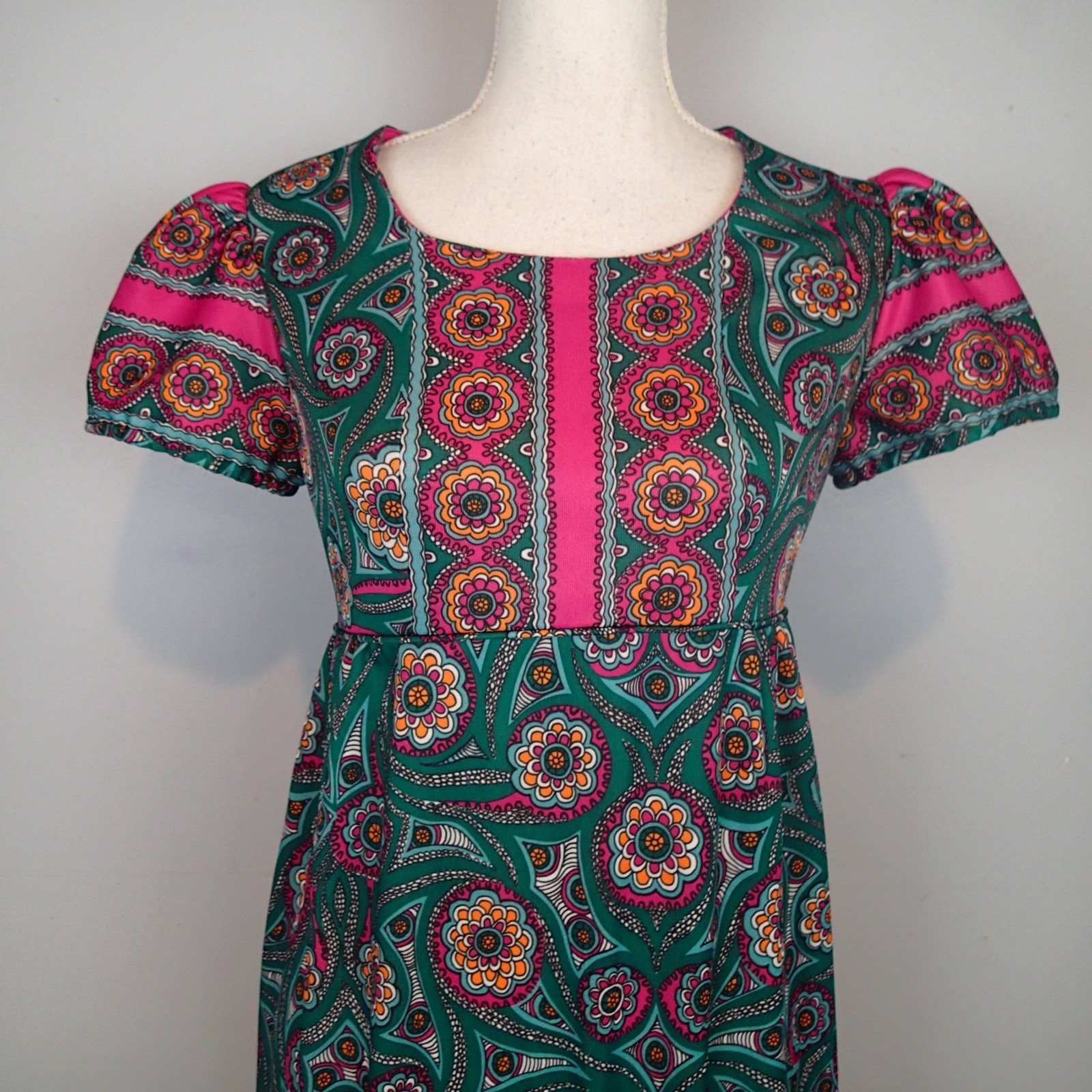 vtg Hoot Owl Groovy Floral maxi Dress sz 13 m/l 70s Chic Prairie Festival long