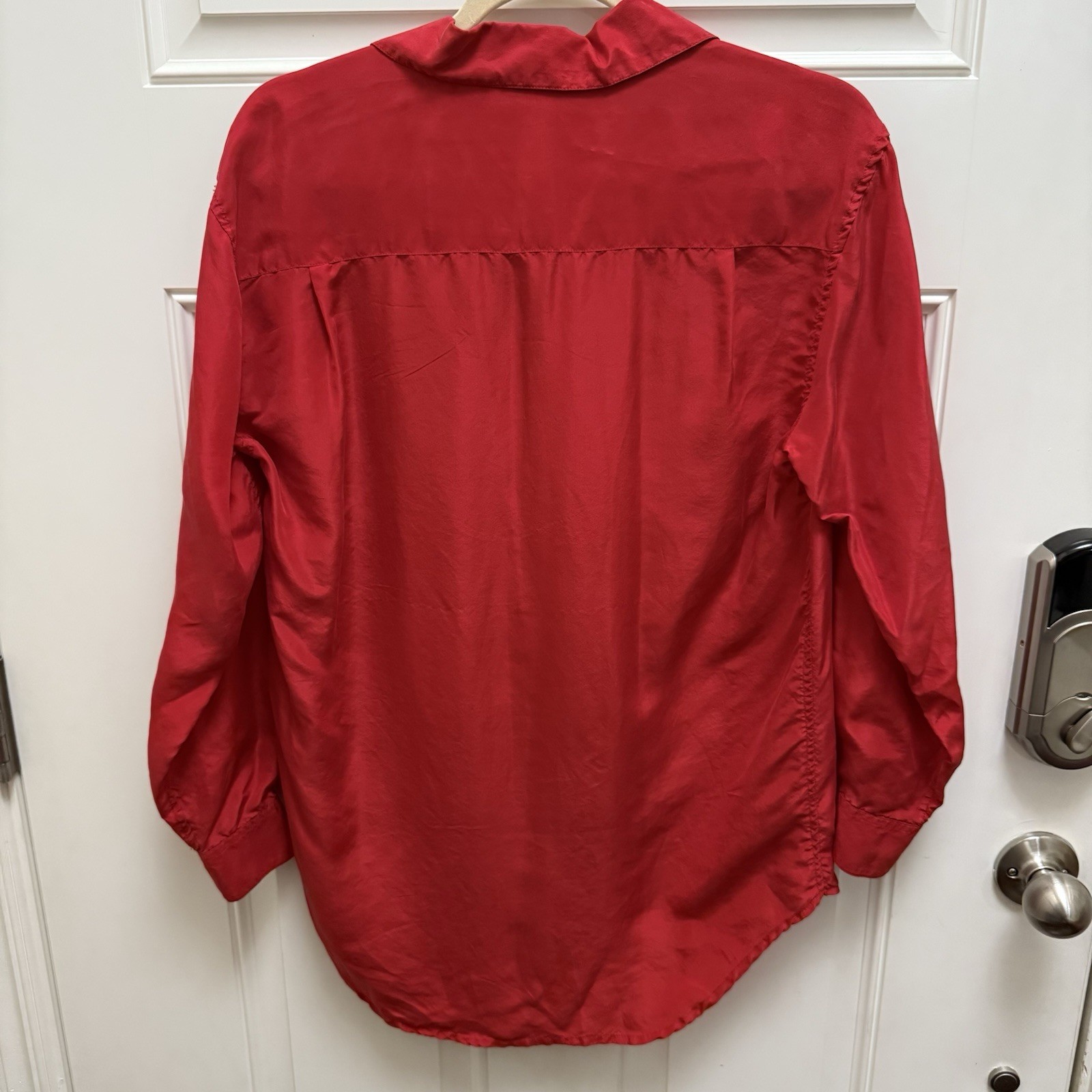 Vintage Christie & Jill Red 100% Silk Button Down Blouse 80’s/90’s Size XS -Read