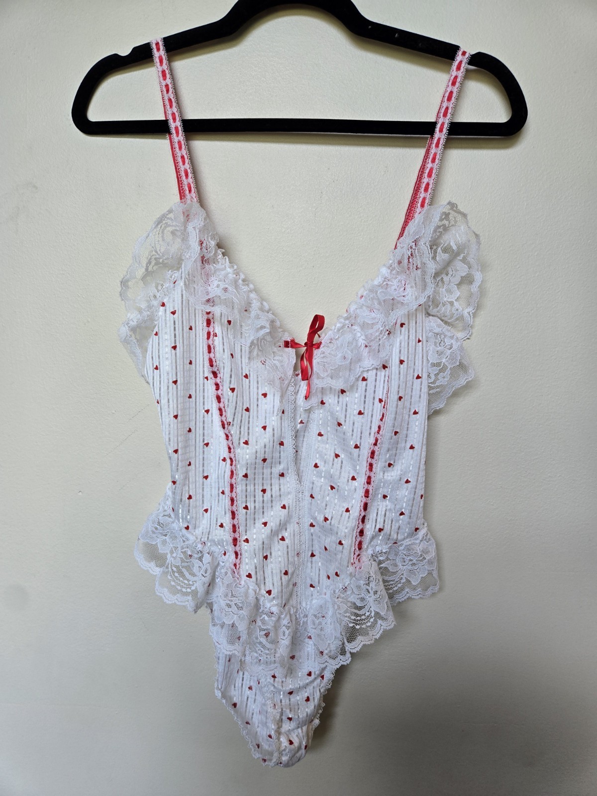 Vintage Alana Gale Teddie Twee Tiny Heart Ruffle Lace Lingerie Sz Mone Piece