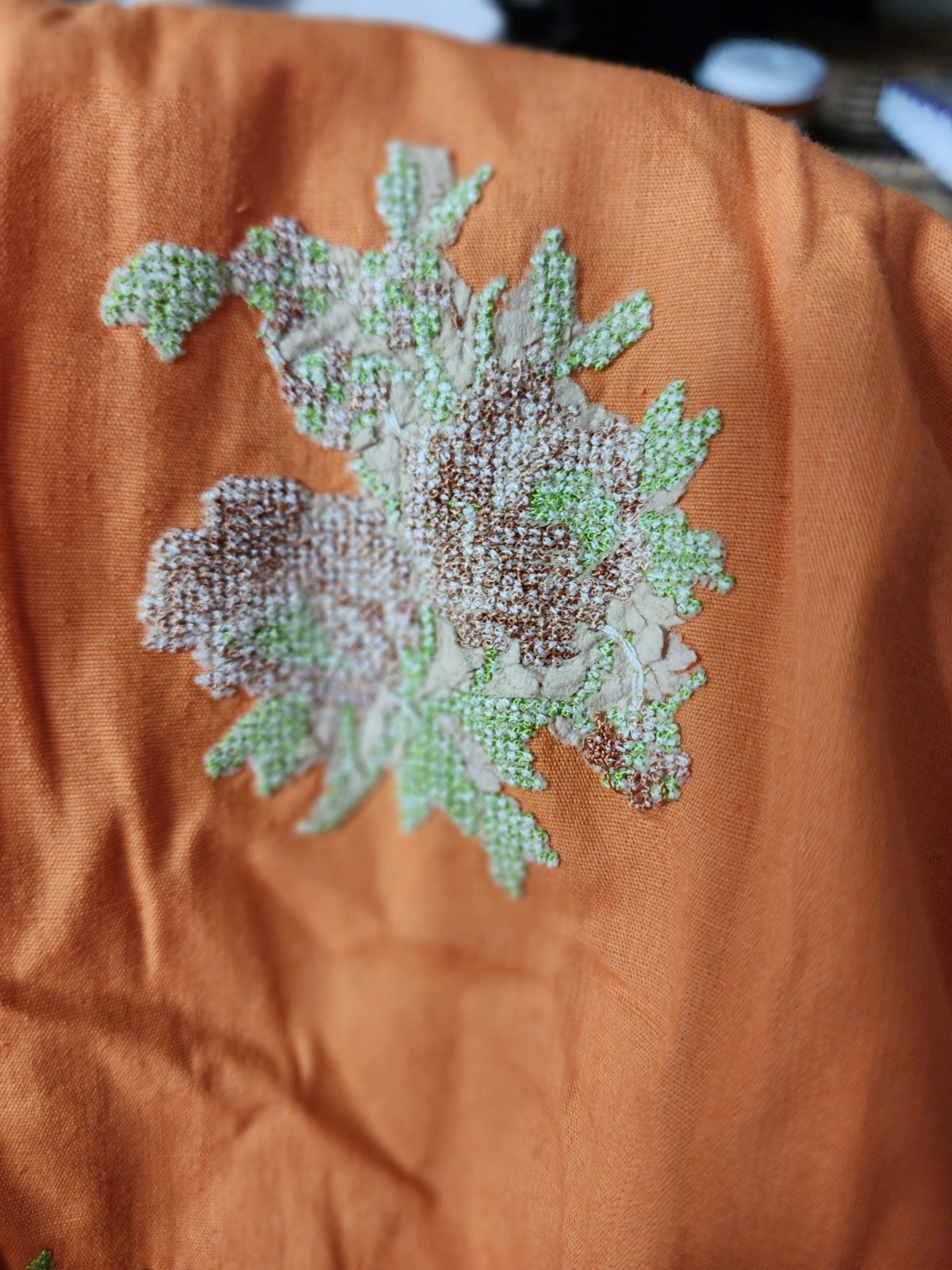 ​Vintage 1970s Mexican Sun Dress Orange Rick Rack Ruffle Beads Cottagecore Boho