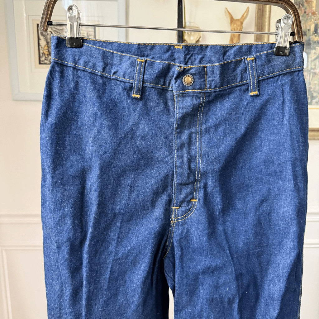 NWT NOS Vintage 70s PlushBottom Wide Leg High Rise Jeans 26 X 35