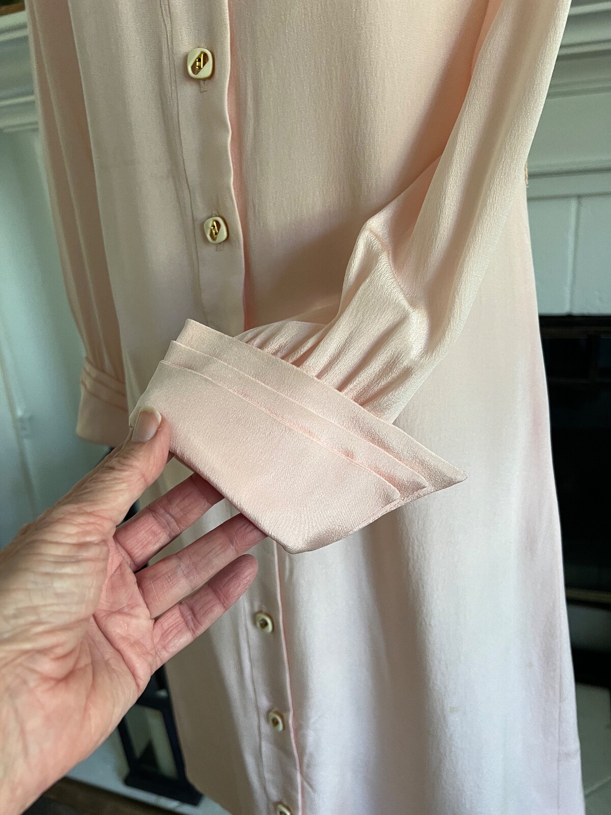 Vtg 60s 70s Travilla Pink Shirt Dress Sz 8 Sheath Lovely Detail