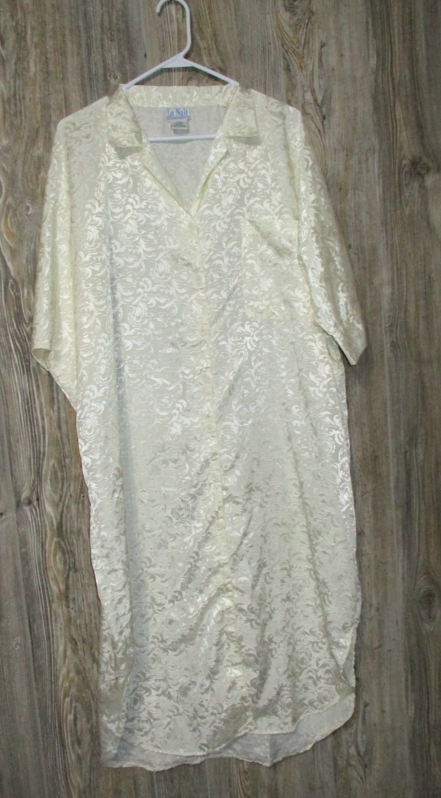 Vintage La Nuit Polyester Satin Night Shirt Dressing Robe Golden Girls One Size