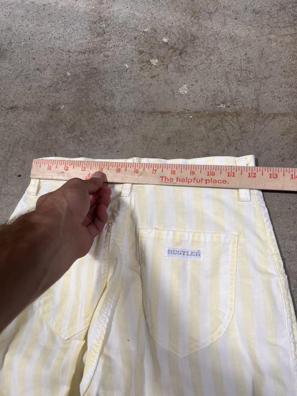 VTG 80s Rustler Cream and yellow striped wide leg pants relaxed fit size 24×26