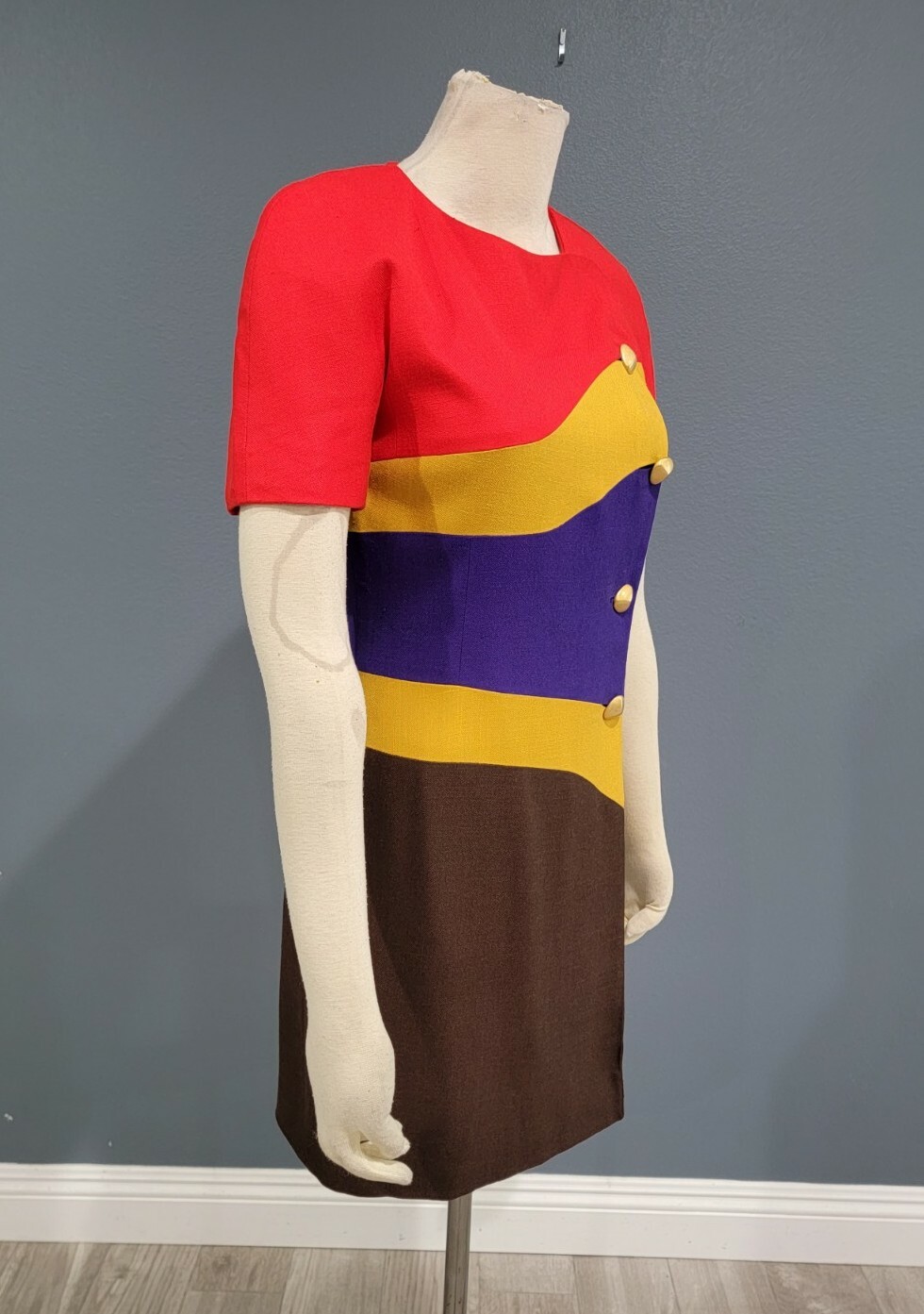 Vintage CONSTANCE SAUNDERS color block mini dress 2