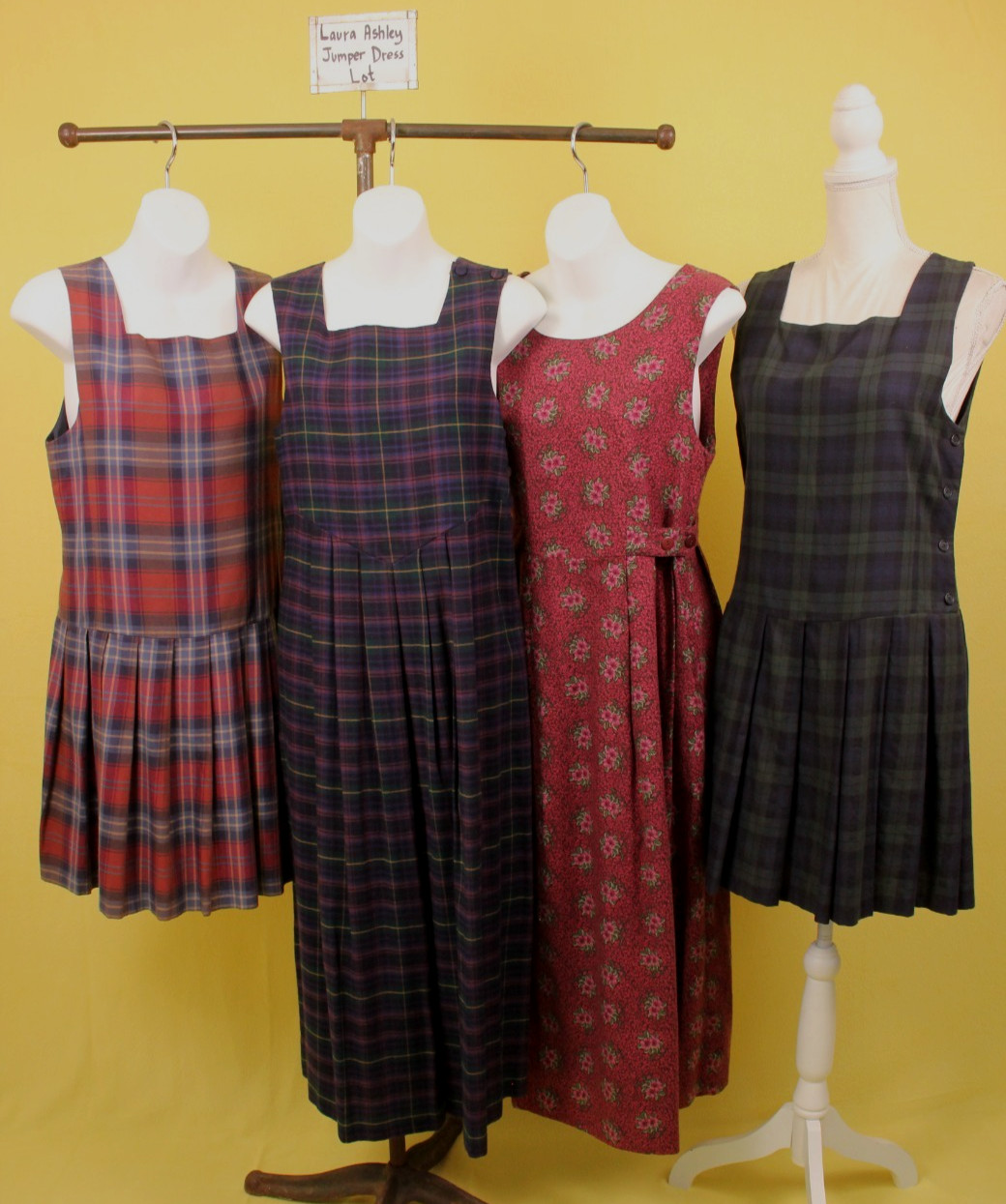 VTG 80s 90s Lot of 4 Laura Ashley Pleated Jumper Dresses Sz S 1990s Dress Lot