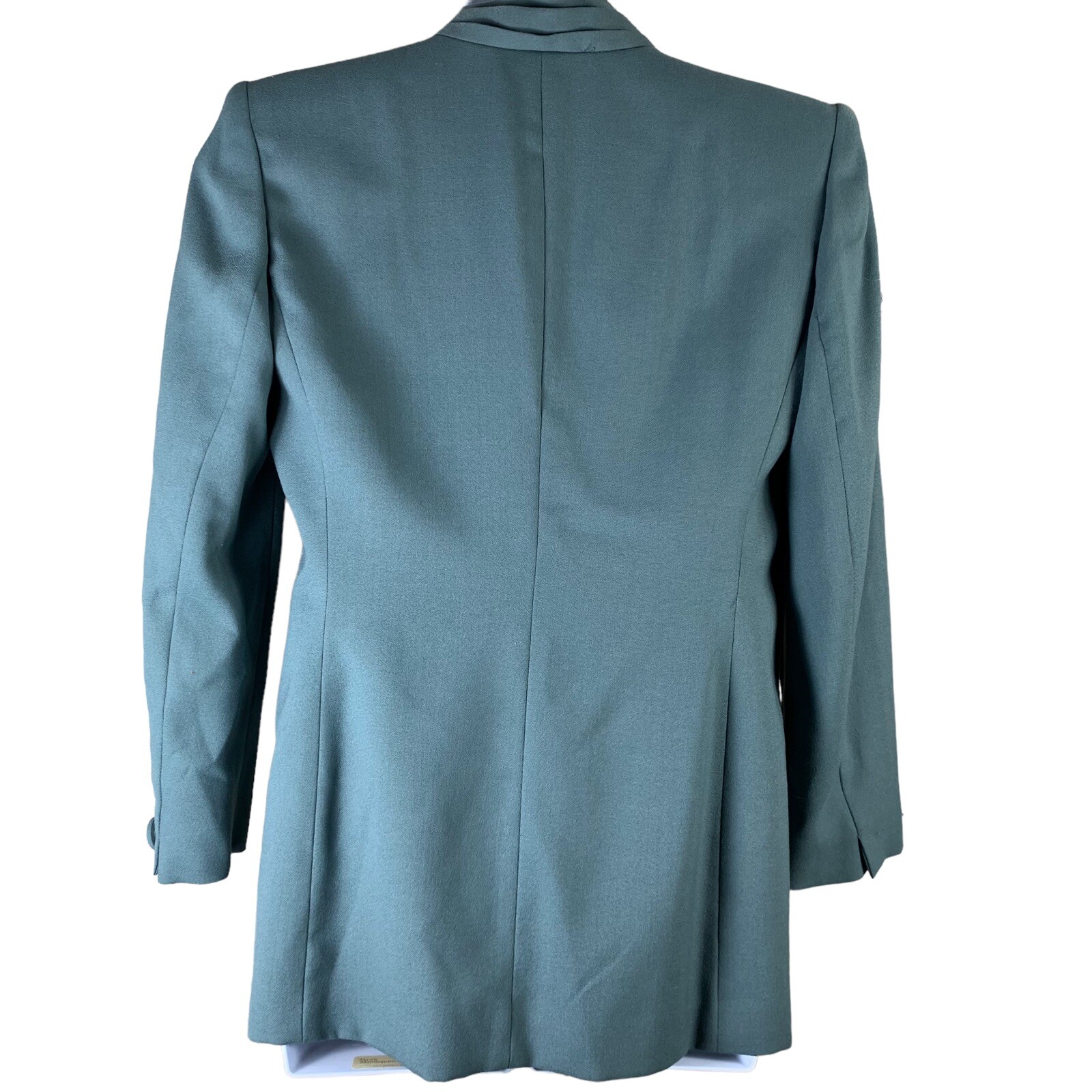 Vintage Size 10 Suit Jacket Blazer Saville Wool Blend Button Up Sage Blue