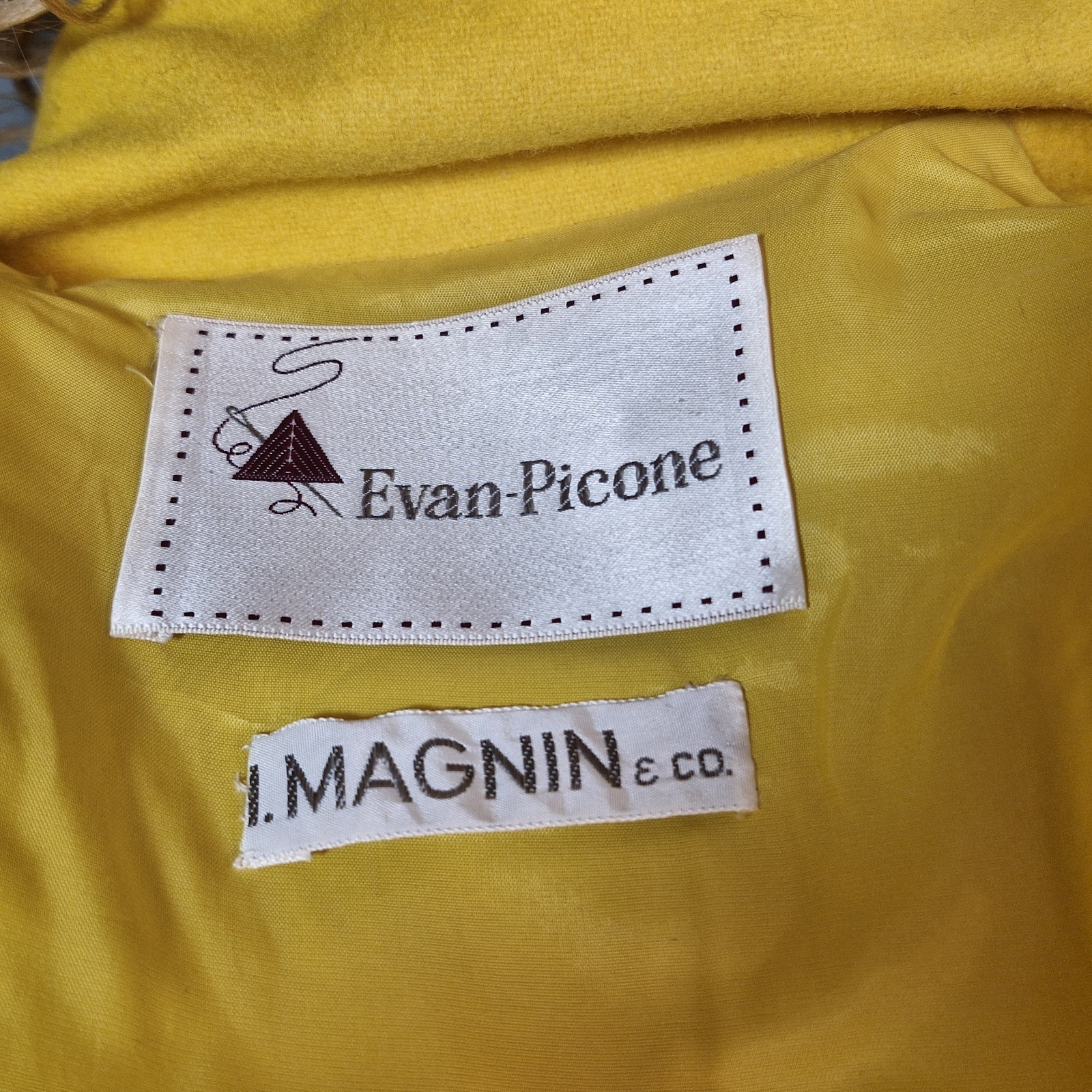 60’s Designer Mod Go Go Lemon Yellow Wool Suit Dress Mini Dress & Jacket RARE SM