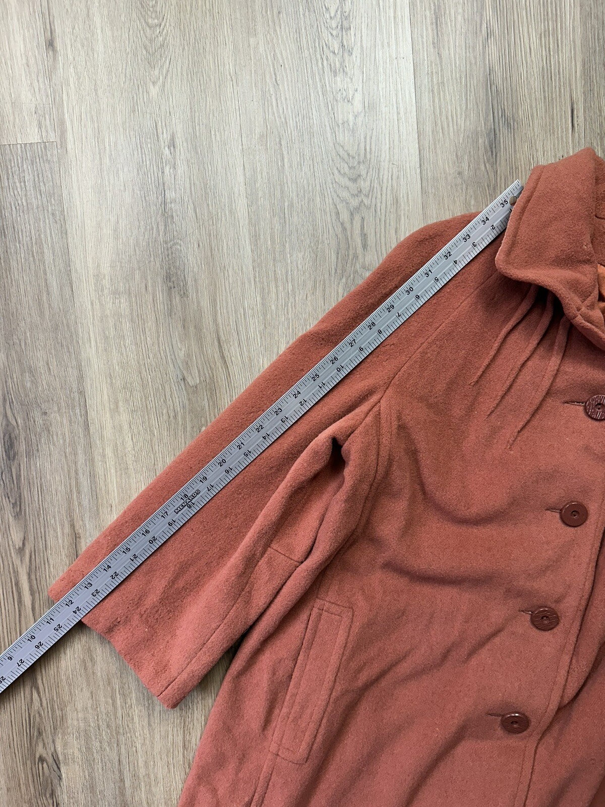 60s Vintage Juli de Roma Burnt Orange Wool Pea Coat Women’s Medium Overcoat Warm