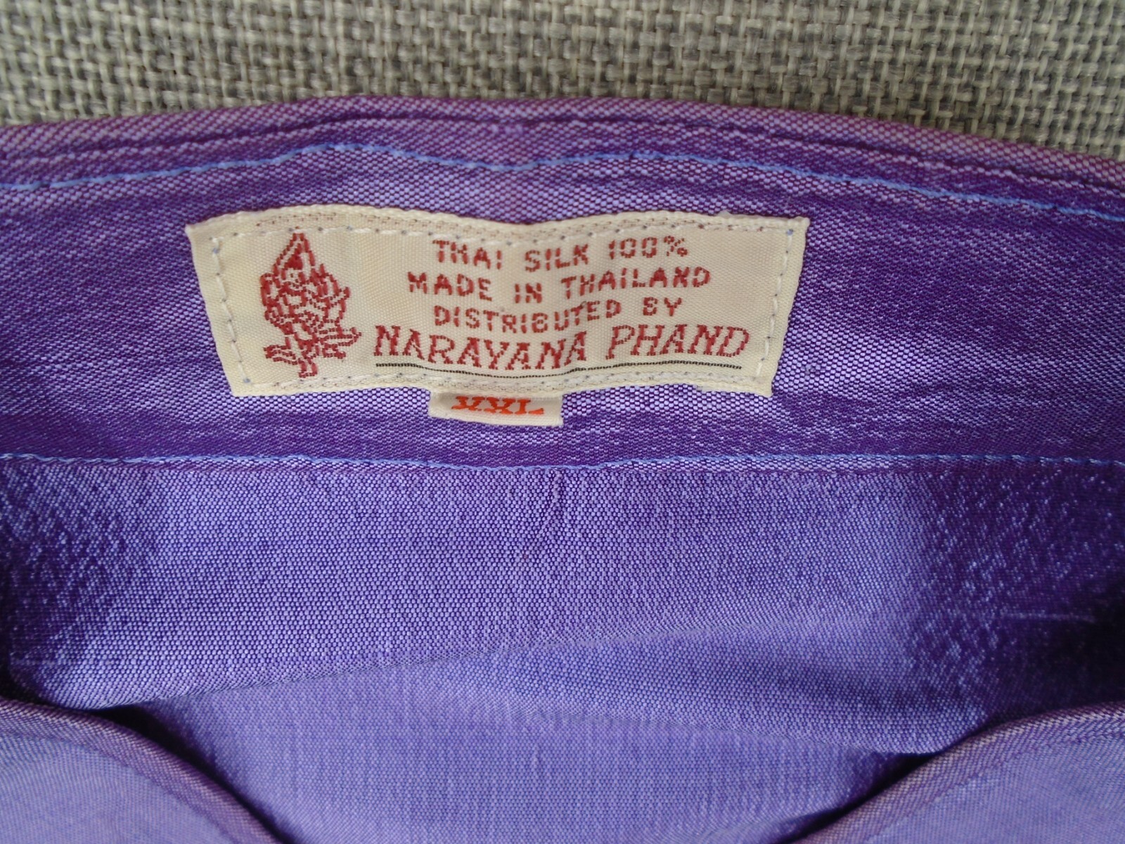 Silk Thai 100% Silk Shirt Short Sleeve Button Up XXL Purple