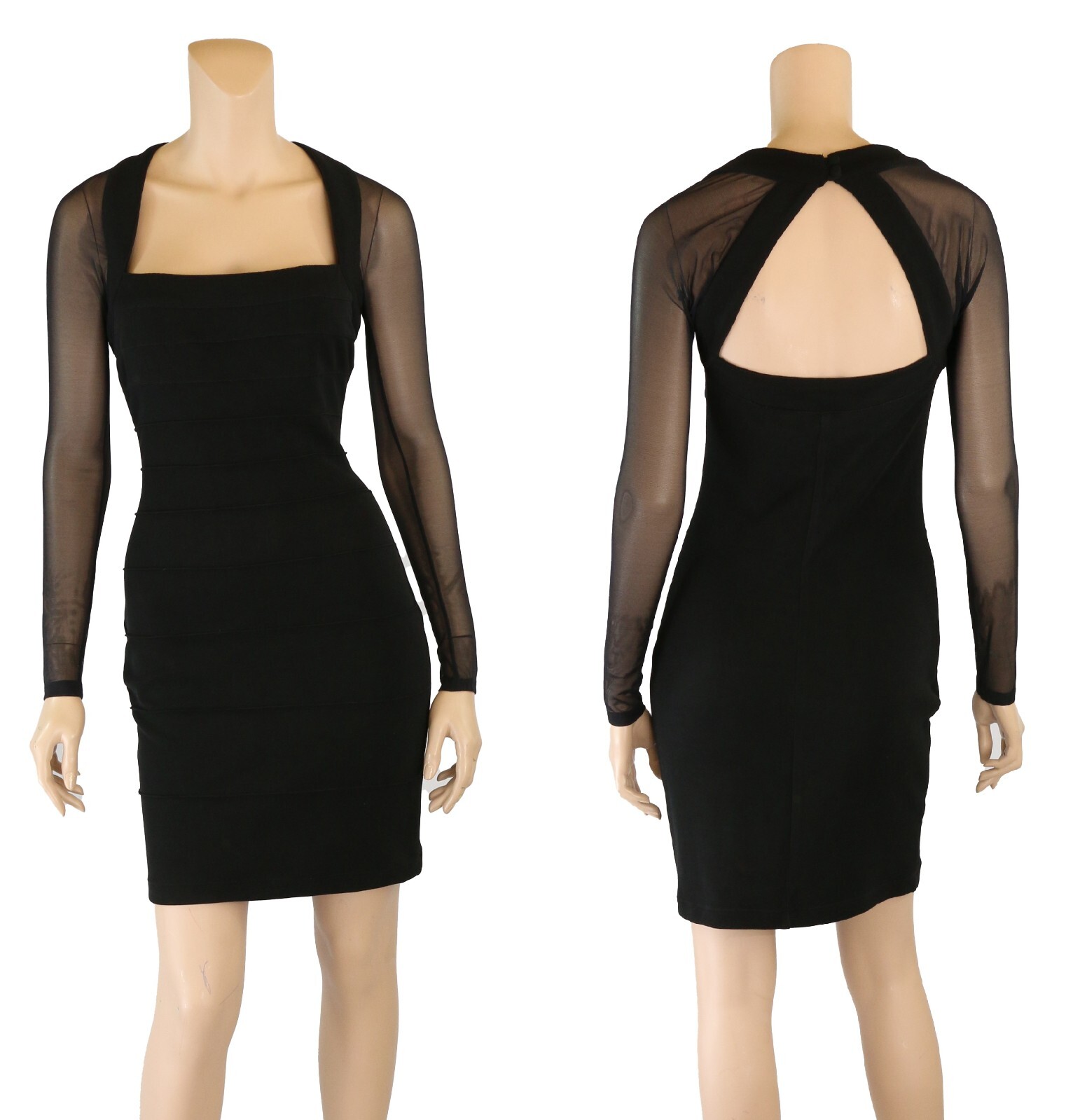 Moda INT’L Vintage 80s 90s Black Bandage Bodycon Sexy Club Party Dress sz S