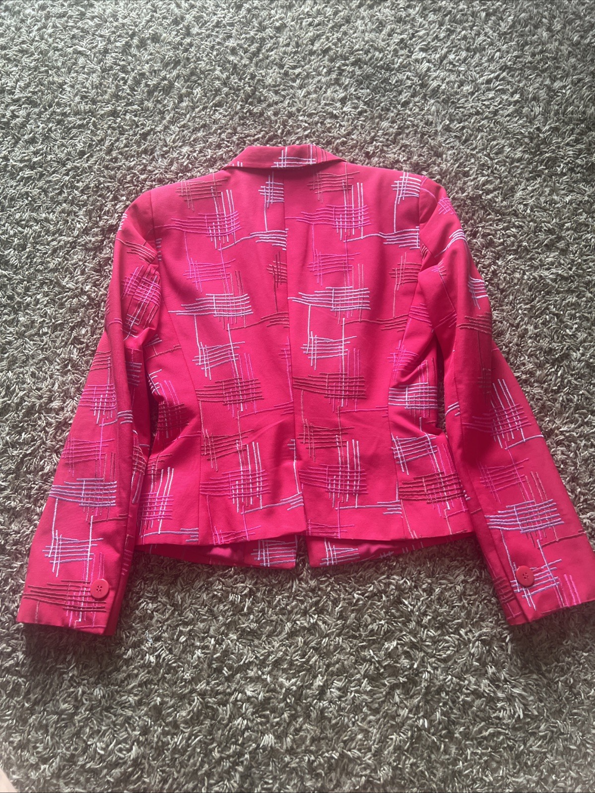 Armani Collezioni Italy Pink Embroidered Geometric Blazer Jacket Womens 4 Nice