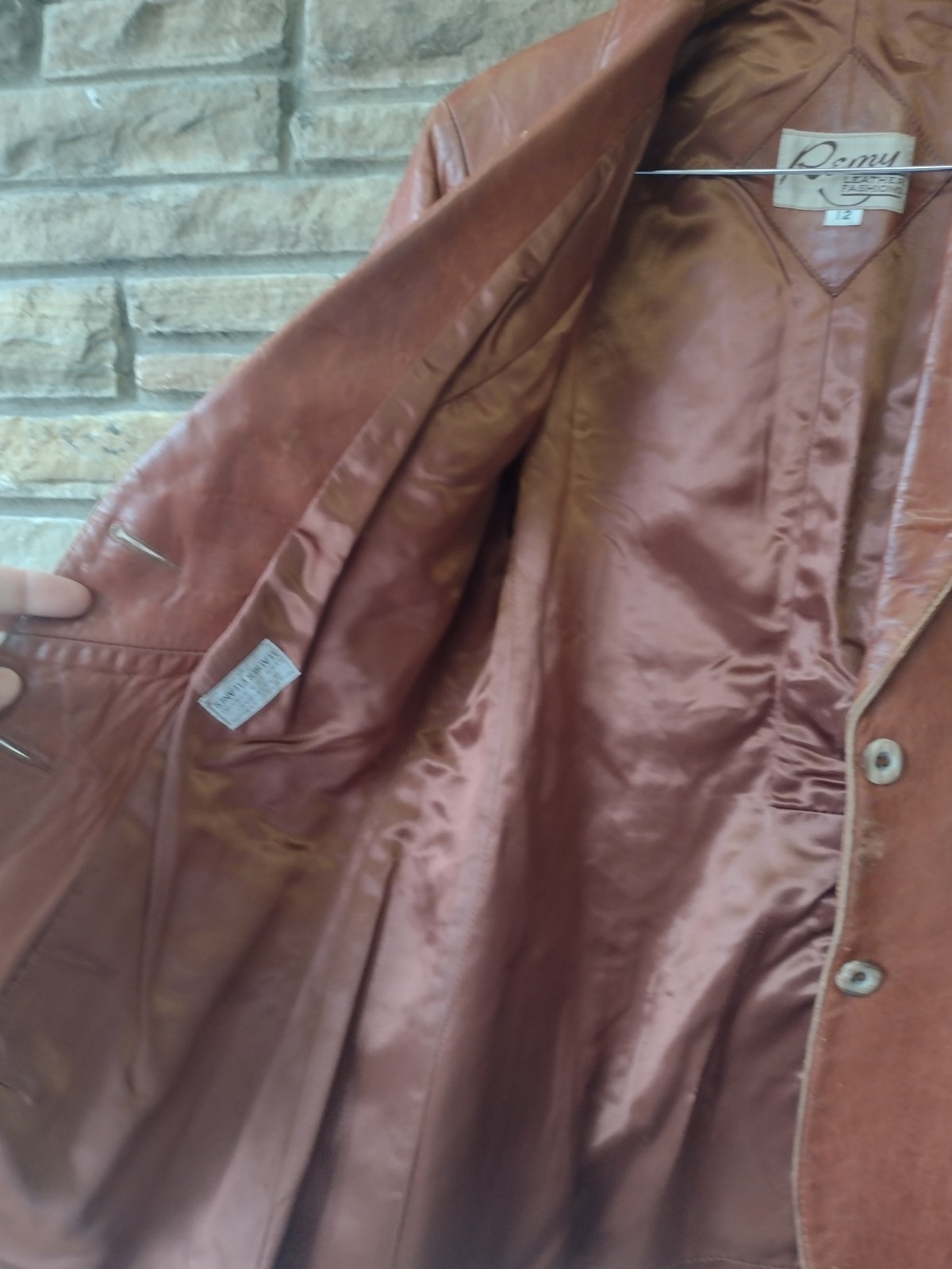 Vintage 70s Remy Lambskin Leather Jacket Cognac Brown Distressed Size S/M