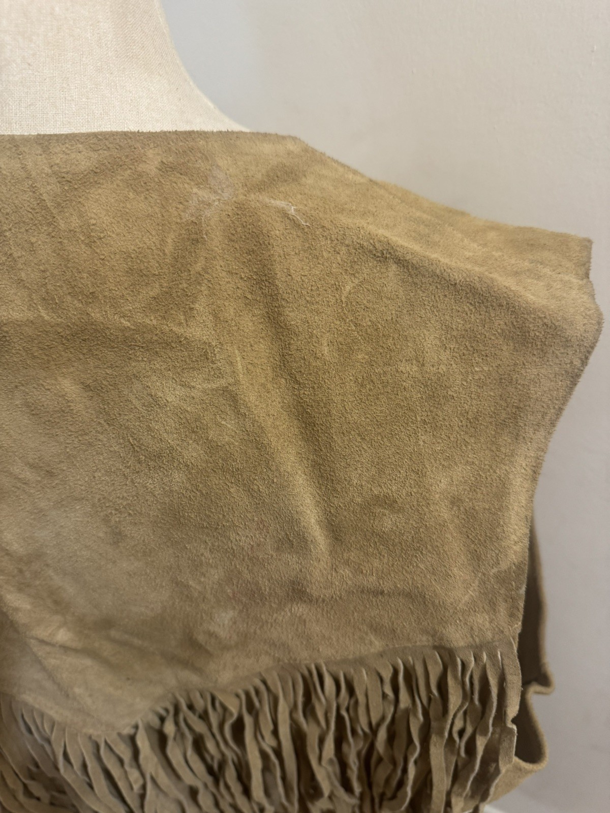 Vintage Gallaghers Suede Fringe Vest Western Leather Tan Size L
