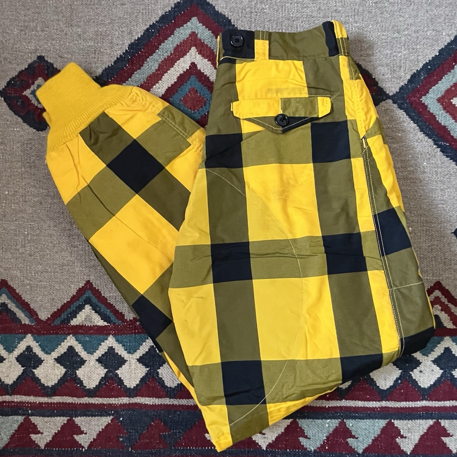 Vintage 50s JC Higgins Snow Winter Ski Pants Women’s 27×32 Yellow/Black Plaid
