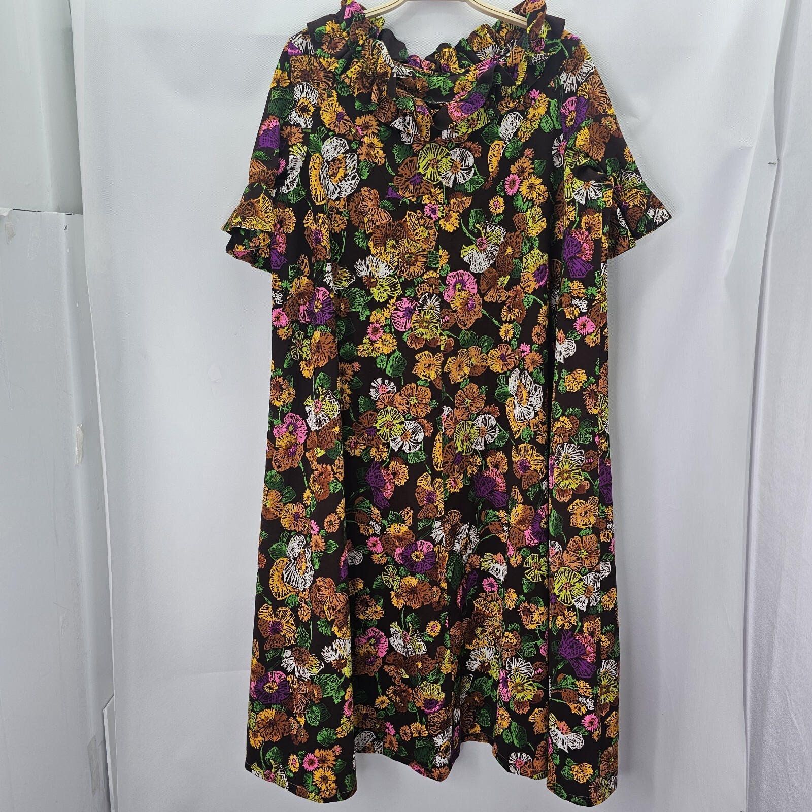 Pre – Vintage Handmade Women Chest Size 48 Inches Multicolor Floral Tent Dress