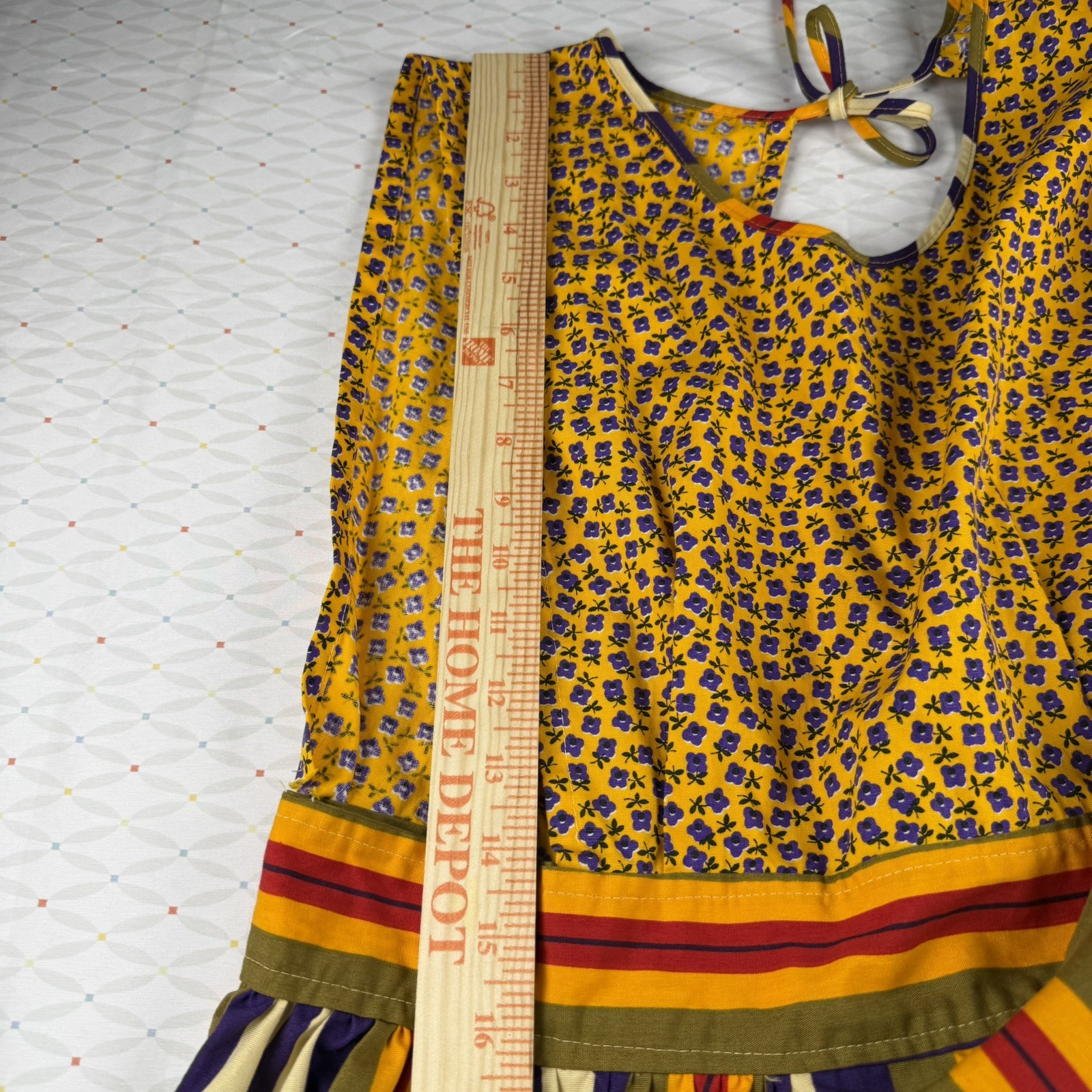 Design House Japan Apron Dress Women’s Yellow Pinafore Floral Cottagecore Boho